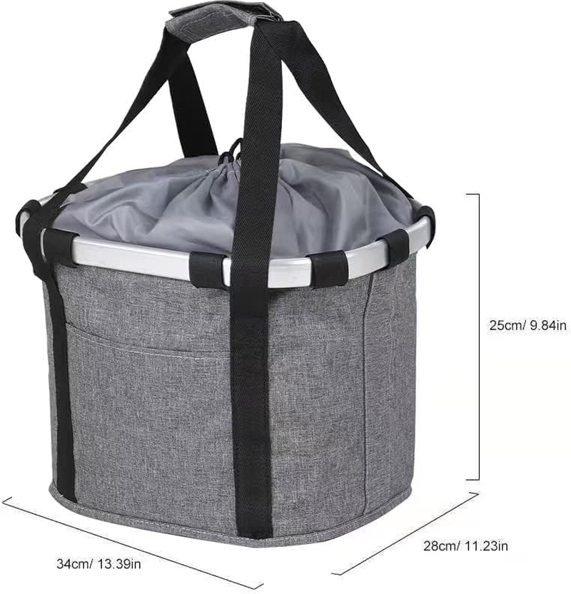 Bike Basket Foldable Bicycle Front Handlebar Bag Bike Rack Storage Pet Basket Removable Quick Installation Suitable for Cycling Bring Pets Shopping Grey image number 6
