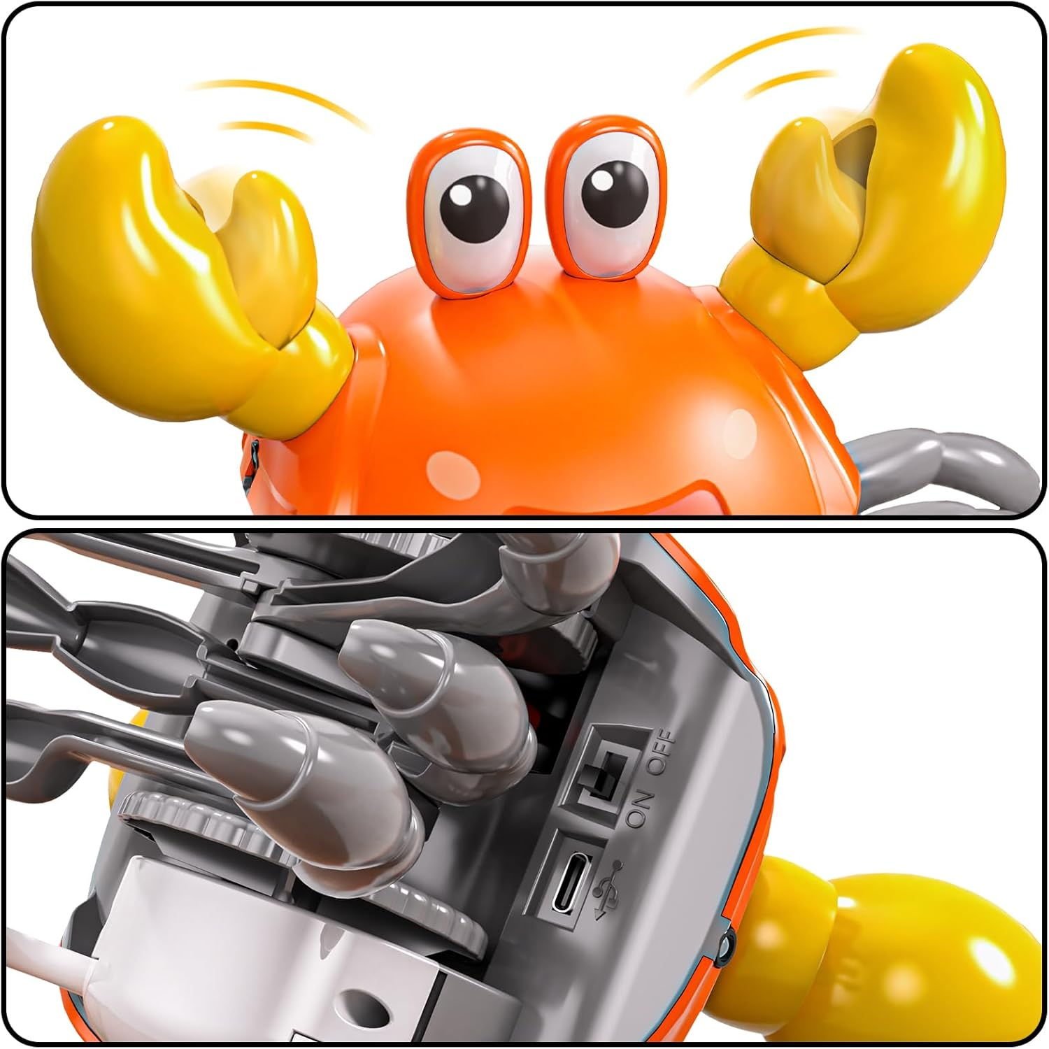 TEMI Crawling Crab Baby Toy for 36 Months - Sensory Walking Musical Toys, Infant Toys 36 Months, Dancing Moving Crab with Obstacle Avoidance, Birthday Kids Gifts 3 Year Old Toddlers