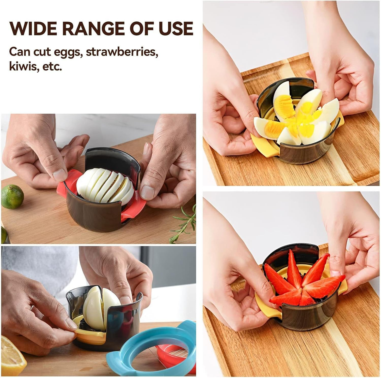 Zakora Egg Cutter，4-In-1 Stainless Steel Wire Material, Suitable for Slicing Various Fruits Such as Boiled Eggs, Strawberries, Kiwifruit, Etc image number 3