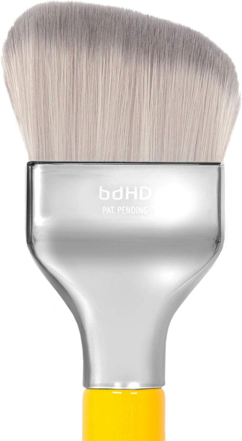 Bdellium Tools Professional Makeup Brush - Studio Series 971 Large Slanted Double Dome Blender - with Soft Synthetic Fibers, for Quick & Easy Application and Blending (Yellow, 1Pc) image number 2