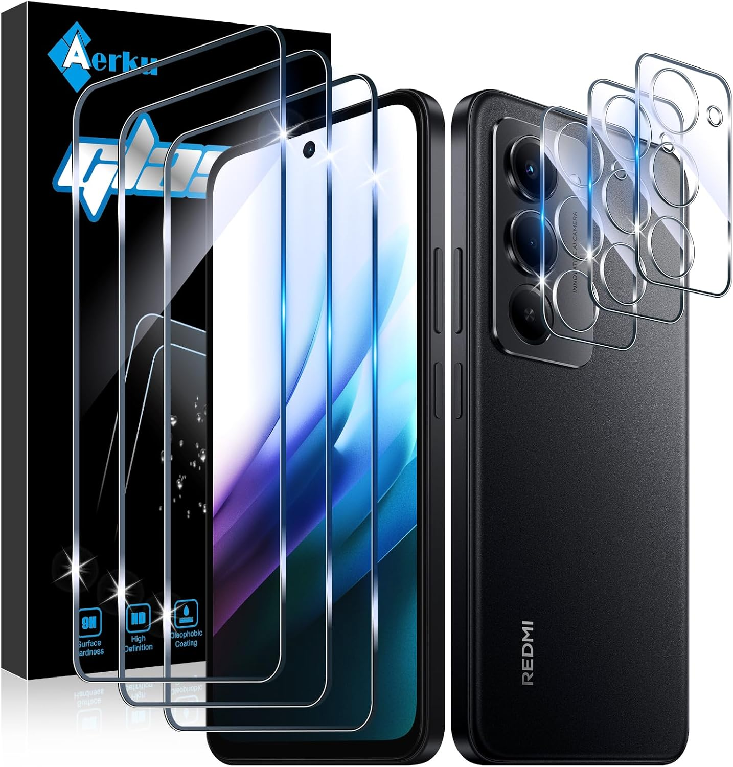 Aerku Pack of 2 Screen Protectors for Xiaomi Mi 17 Pro Max 5G for Tempered Glass, [Car Installation] 0.33 Mm Ultra Clear Film, 9H Hardness Screen Protector, Anti-Bubble, Anti-Scratch Protective Glass