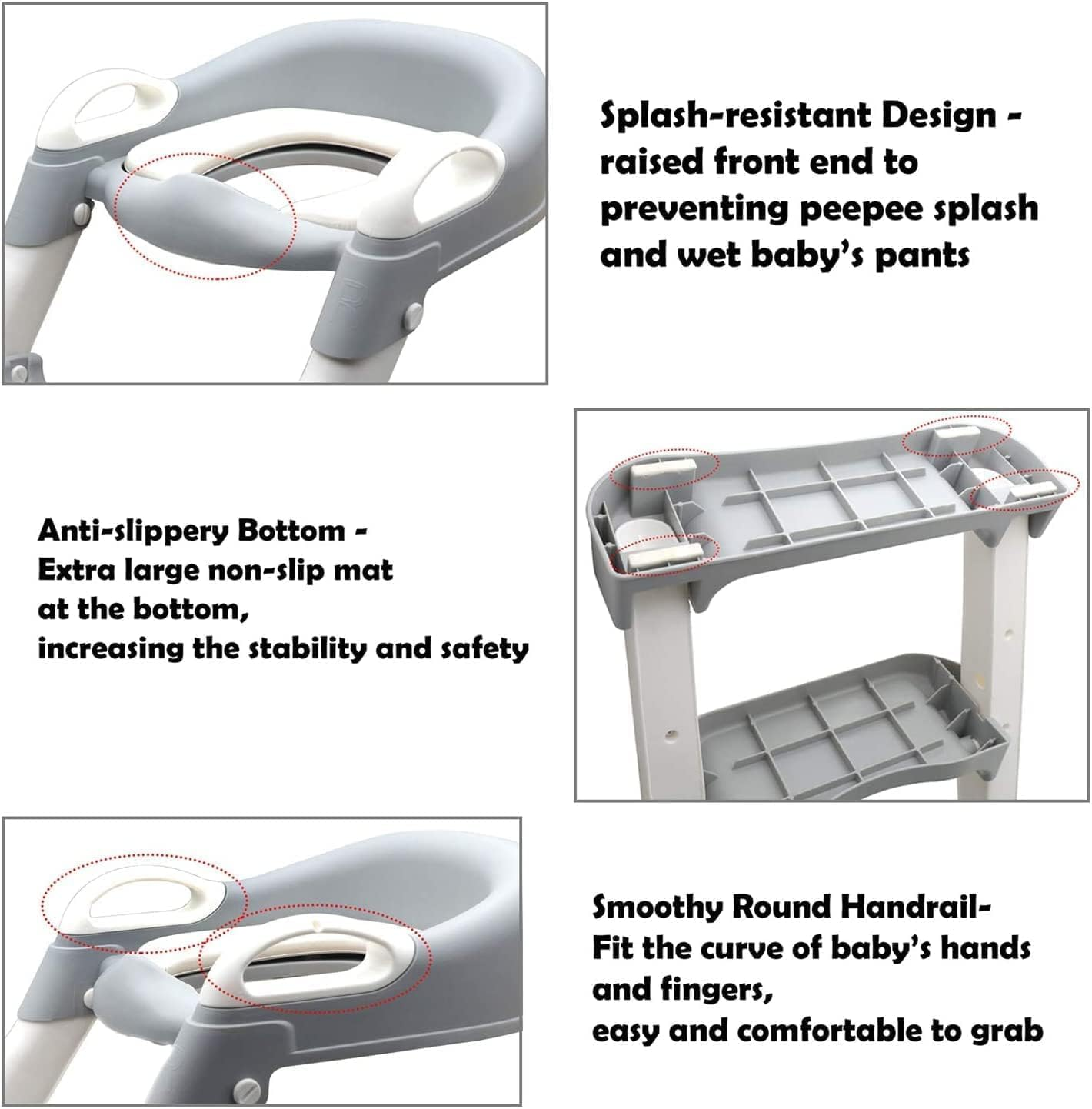 Potty Training Seat with Adjustable Ladder, 2 in 1 Foldable Potty Training Toilet for Kids Boys Girls, Toddlers-Comfortable Safe Potty Seat with Anti-Slip Pads image number 4