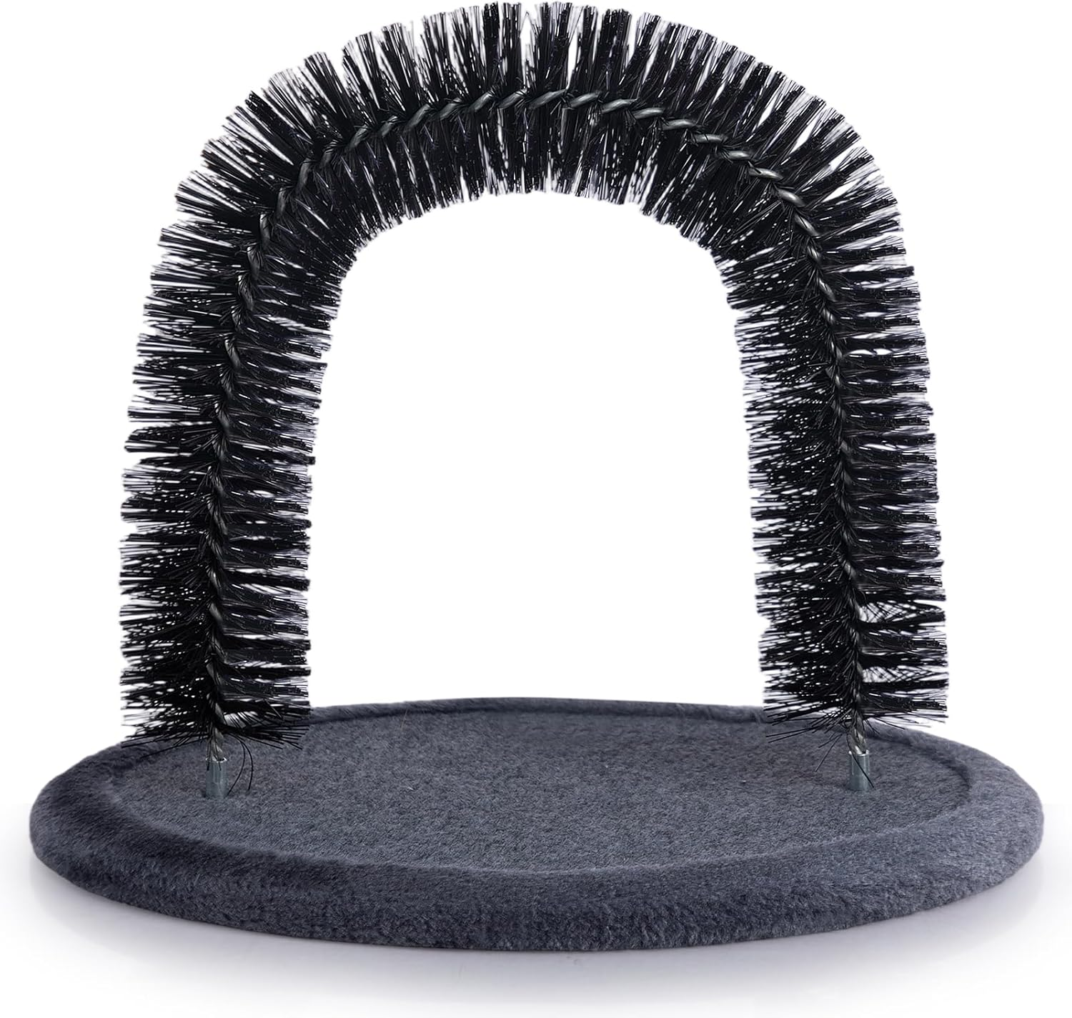 Hollypet Self Grooming Massager and Scratcher Toy - Cat Arch Brush for Back Grooming, Hair Cleaner Pads, Dark Gray