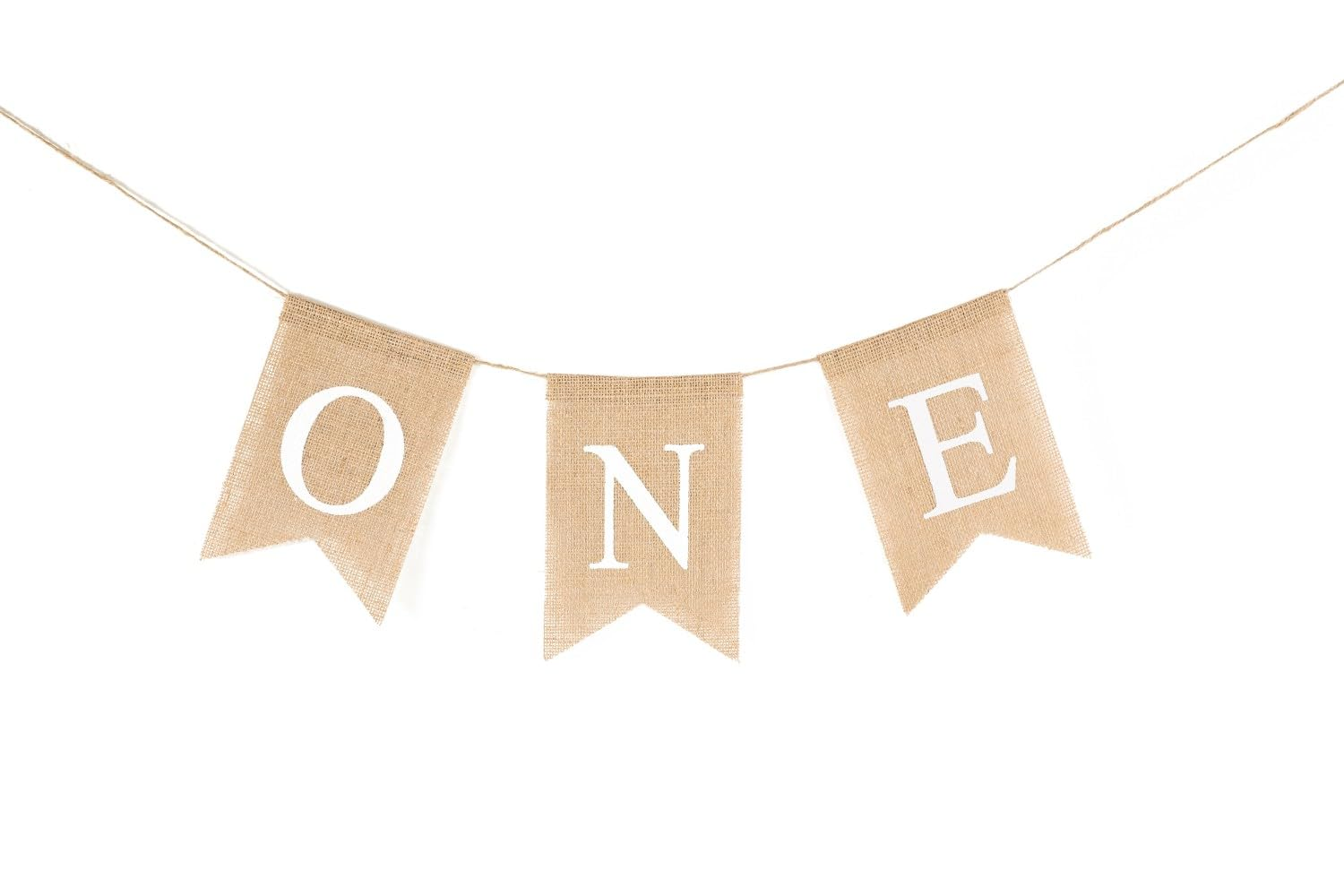 LOVENJOY 1St Birthday Decorations Rustic Burlap Banner for Baby Boy Girl One Year Old Celebration Handmade, Pre-Strung,White image number 2