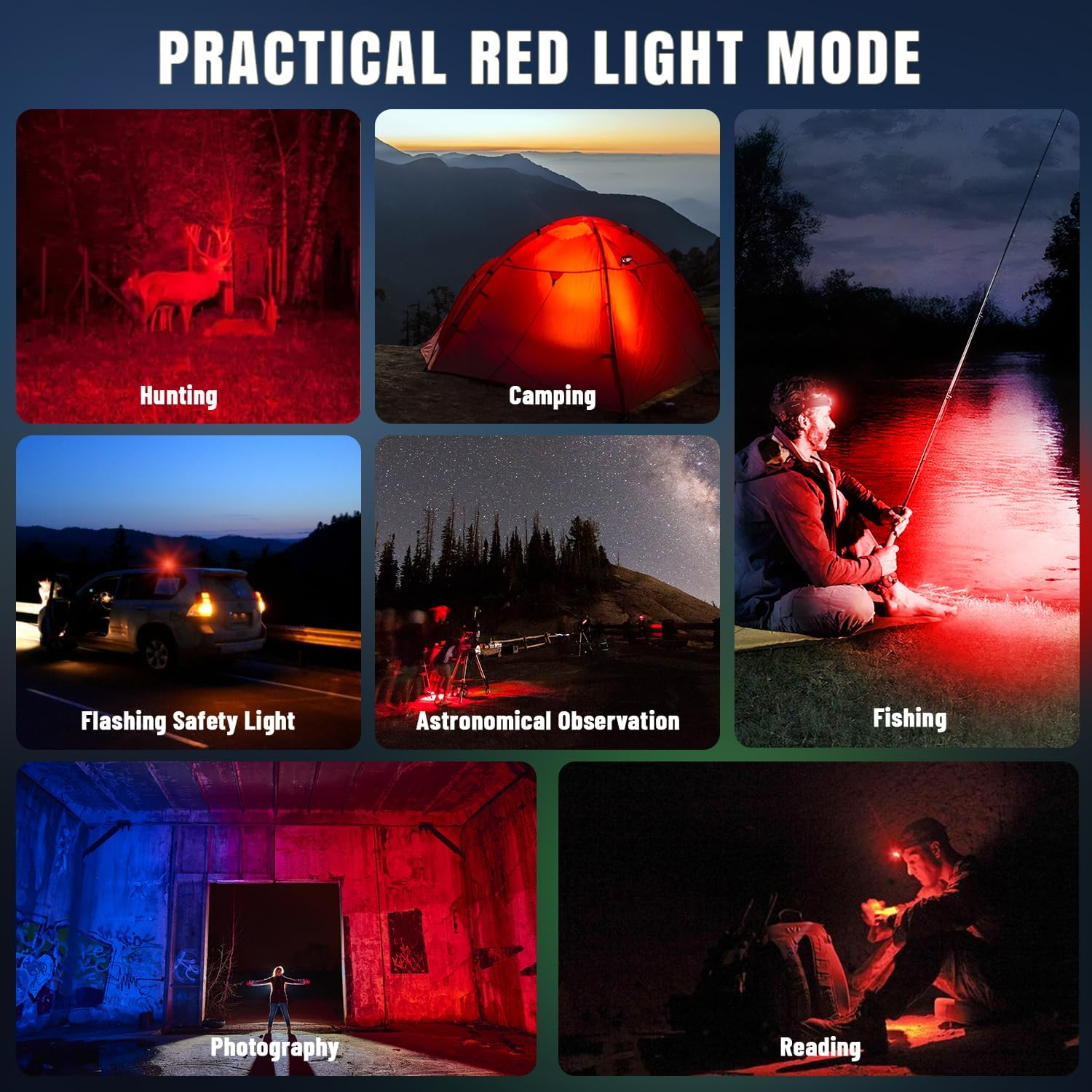 Brinyte HC01 Rechargeable Headlamp with Red Light 1000 Lumen Headband Flashlight Bright Head Lamp for Forehead, Hardhat Headlights for Adults Camping Hiking Running Cycling Hunting Hurricane Emergency image number 4