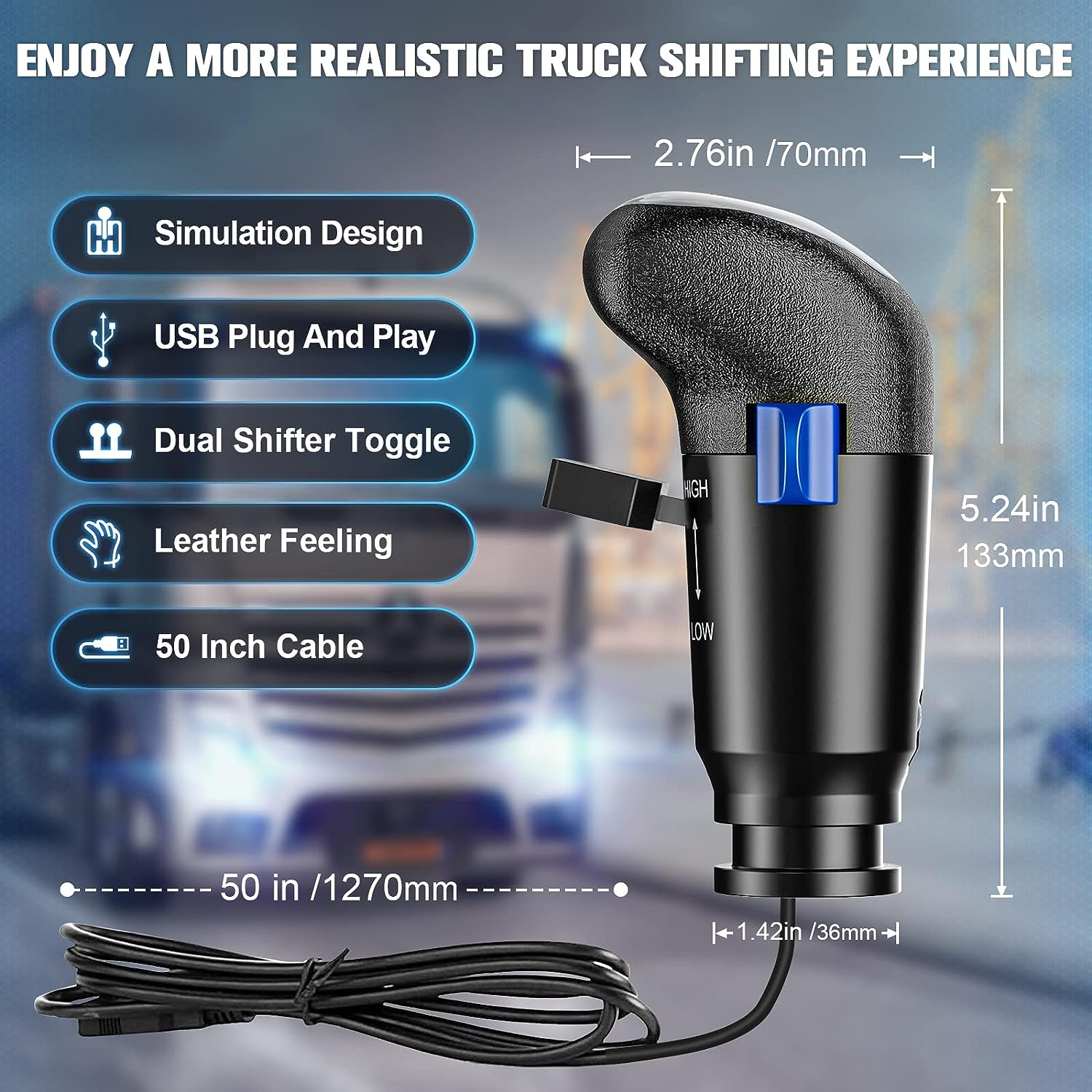 USB Gearshift Knob from a Man Truck ATS ETS for Logitech G29 G27 G25 THRUSTMASTER TH8A QH Gearshift Shifter Knob for ATS ETS2 Games AI PC image number 1