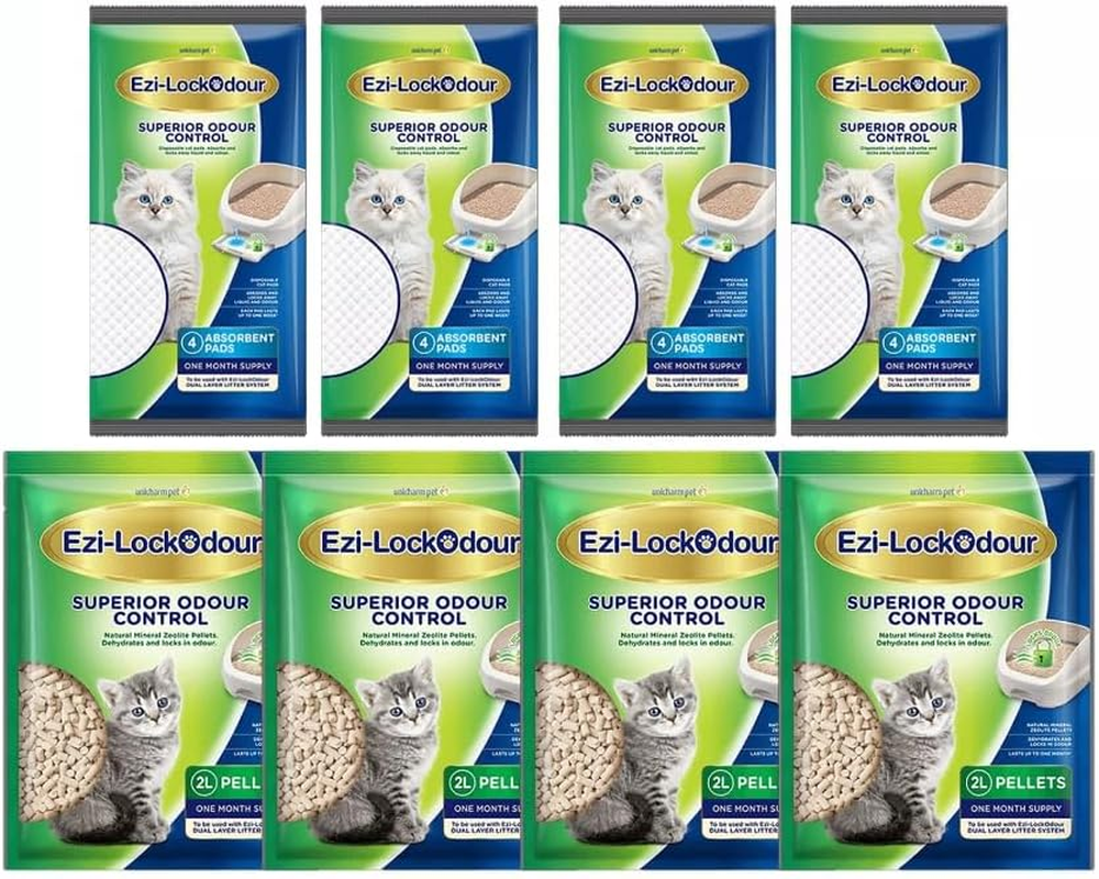 Ezi Lockodour Cat Litter Pellets 2 Kg + Absorbant Cat Litter Pads 4 Pack