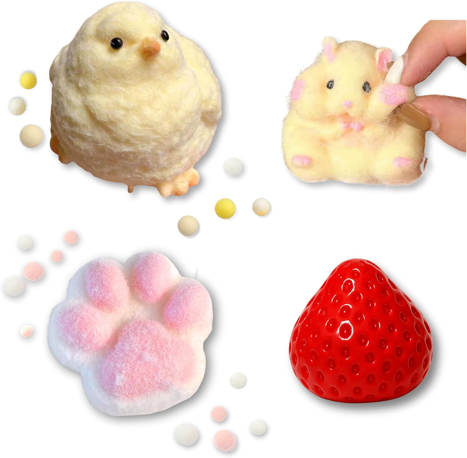 4 Pcs Taba & Fufu Squishy Fidget Toys, Fidget Party Favours, Super Soft Kawaii Stress Relief Toys, Reusable Sensory Fidget Gift for Adults and Kids