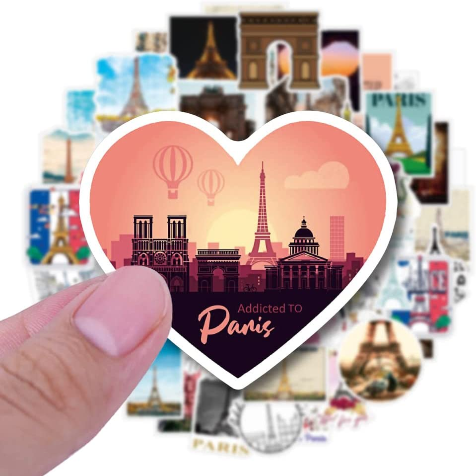 50 Packs Paris Stickers Water Bottles Laptop Phone Computer Guitar Skateboard Hydroflasks Addicted to Paris Vinyl Sticker Waterproof Aesthetic Trendy Decals for Kids Teens Girls Adults - Dragon image number 3