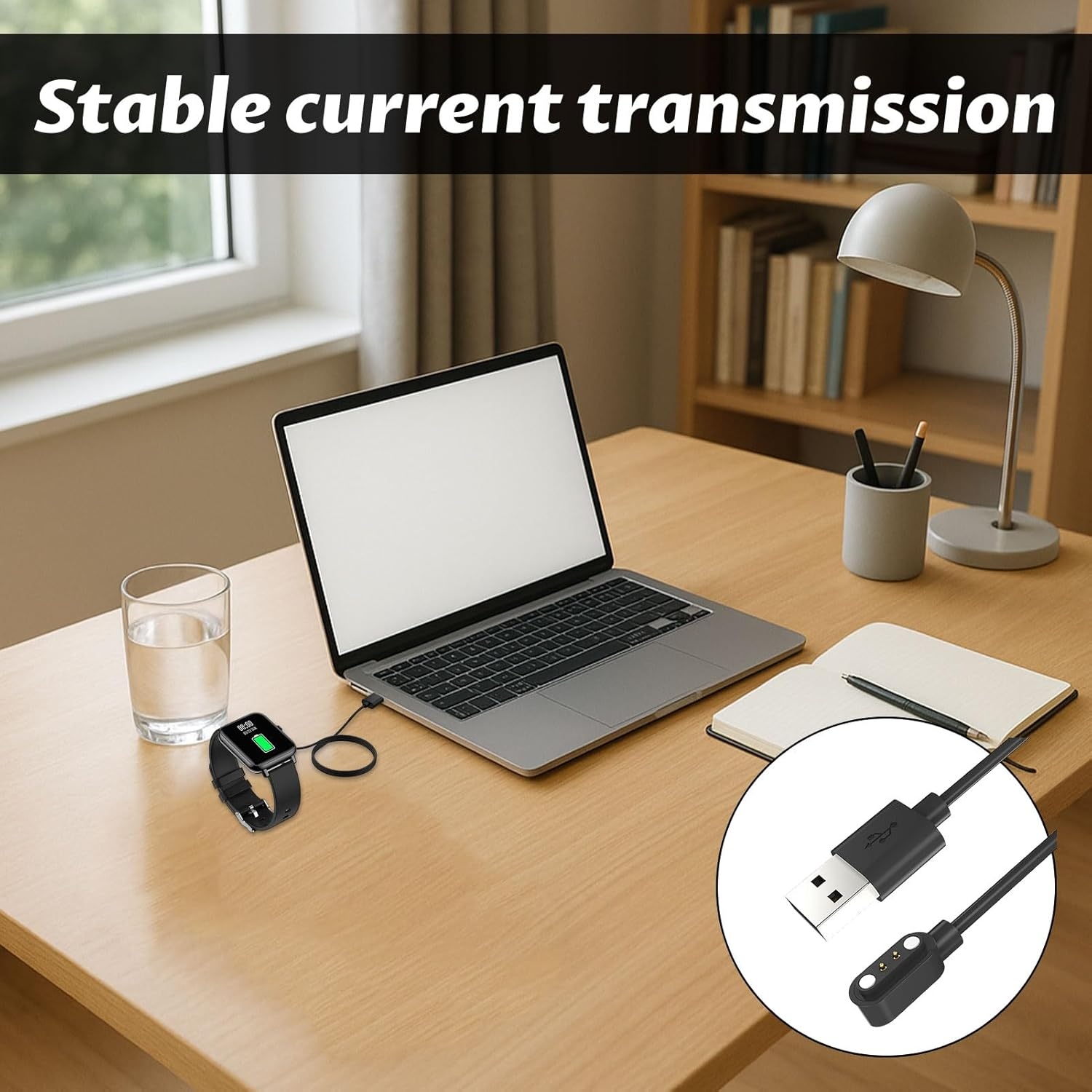 Smart Watch Charger, Magnetic Charging Cable, Magnetic Charger, 1M USB Smart Watch Cable, Charger for Smartwatch, Compatible with Haylou Solar Lite, Watch 2 Pro, Gst Lite Ls13 image number 2