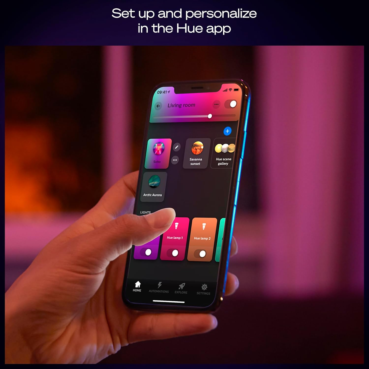 Philips Hue Devote Connected LED Panel, White and Color Ambiance, round 30 Cm, 16.6 W, 2000 Lumens, White Frame for Indoor Lighting, Ceiling, Living Room, Kitchen, Hallway image number 1