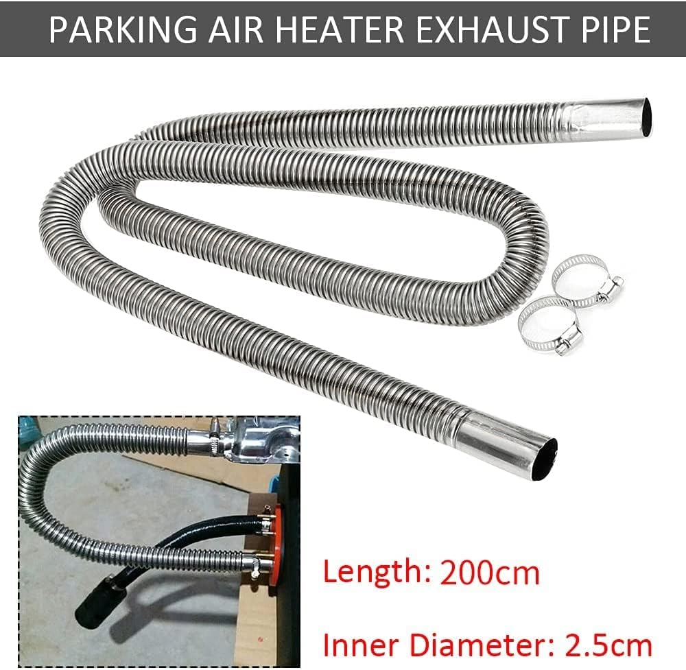 Exhaust Pipe Flex Kit, Steel Exhaust Clamps Bracket Gas Vent Hose Portable Pipe Silence for Air Diesels Car Heater Kit (47 Inch (120Cm)) (200Cm) image number 6