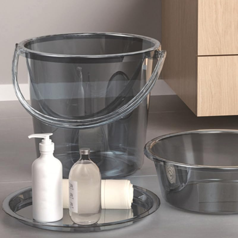 Large Capacity Bucket with Handle and Lid 23L Transparent Plastic Water Bucket for Home Bathroom Dormitory and Outdoor Use image number 3
