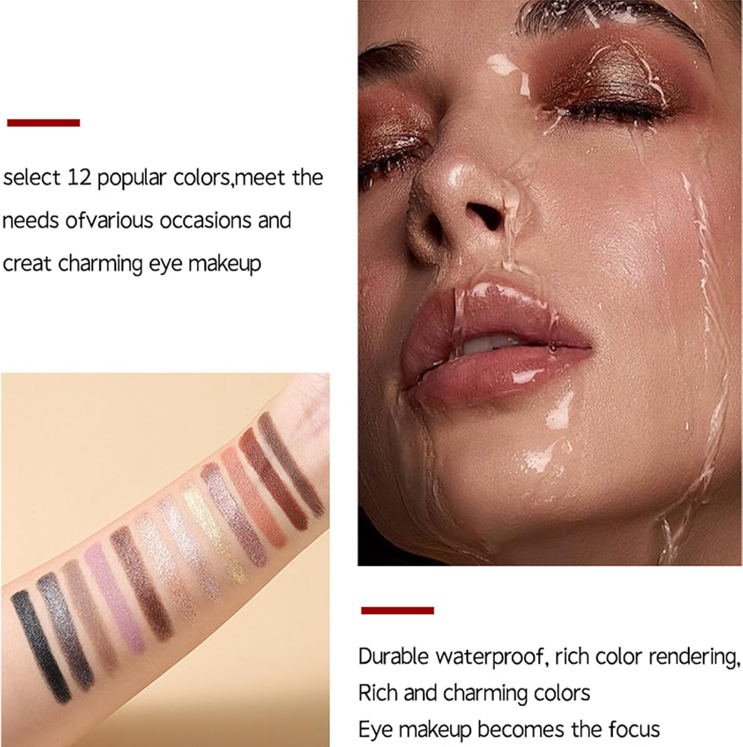 Cream Eyeshadow Shimmer Stick,Brightener Eyeshadow Pencil Crayon | Smudgeproof Eye Shadow Make up Pencil for Women Friends Family Coworkers Daughters image number 4