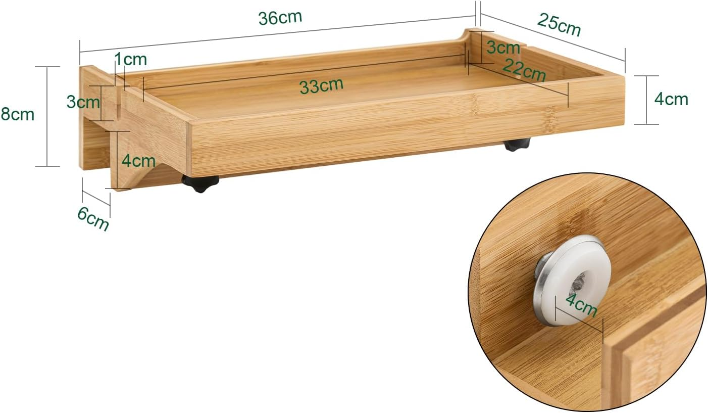 Sobuy Bedside Shelf Clip-On Hanging Shelf Table Tray Natural NKD01-N image number 3