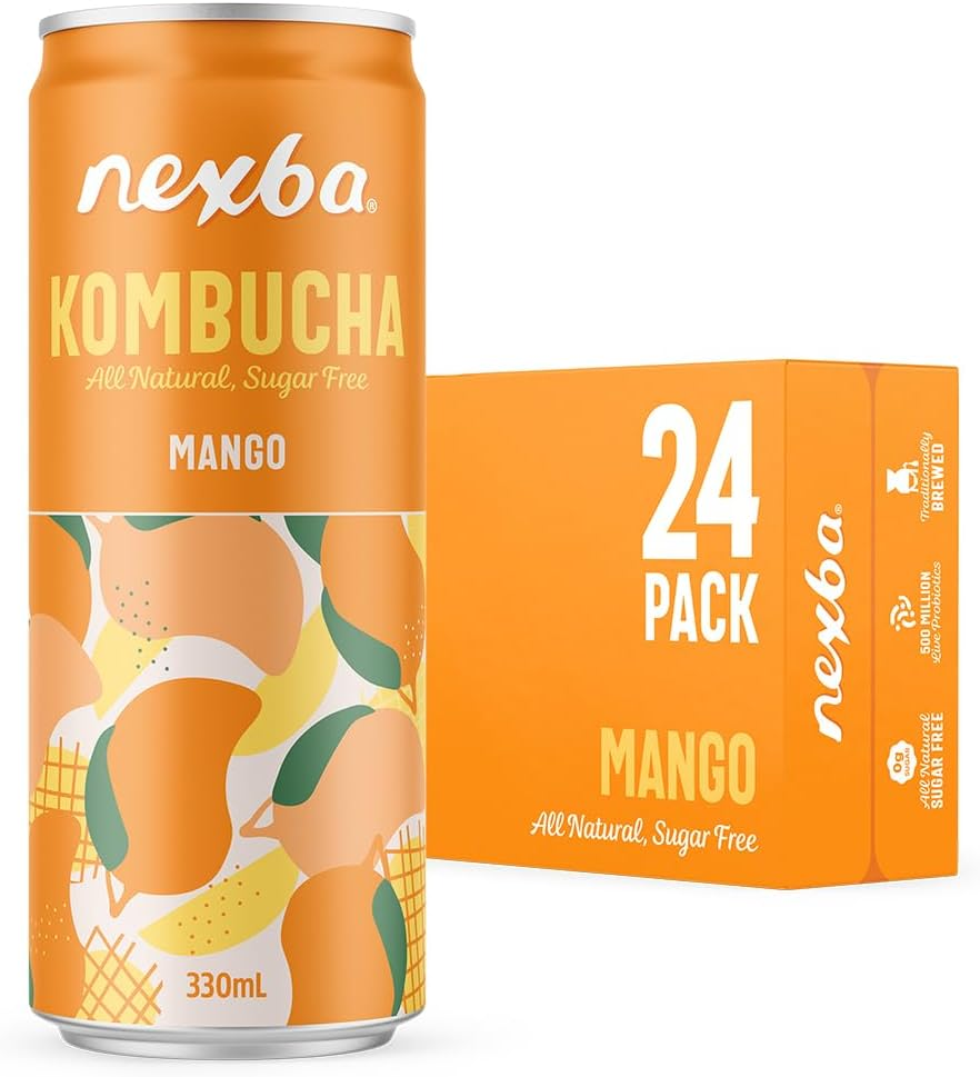 Nexba Kombucha &ndash; Mango &ndash; All Natural Sugar Free &ndash; 24 X 330Ml Cans