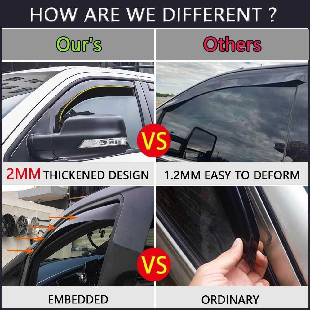 In-Channel Rain Guards for Dodge RAM 2500 3500 2019-2024 Crew Cab, Side Window Deflectors, Window Visors for RAM 2500 3500,For RAM Car Accessories image number 4