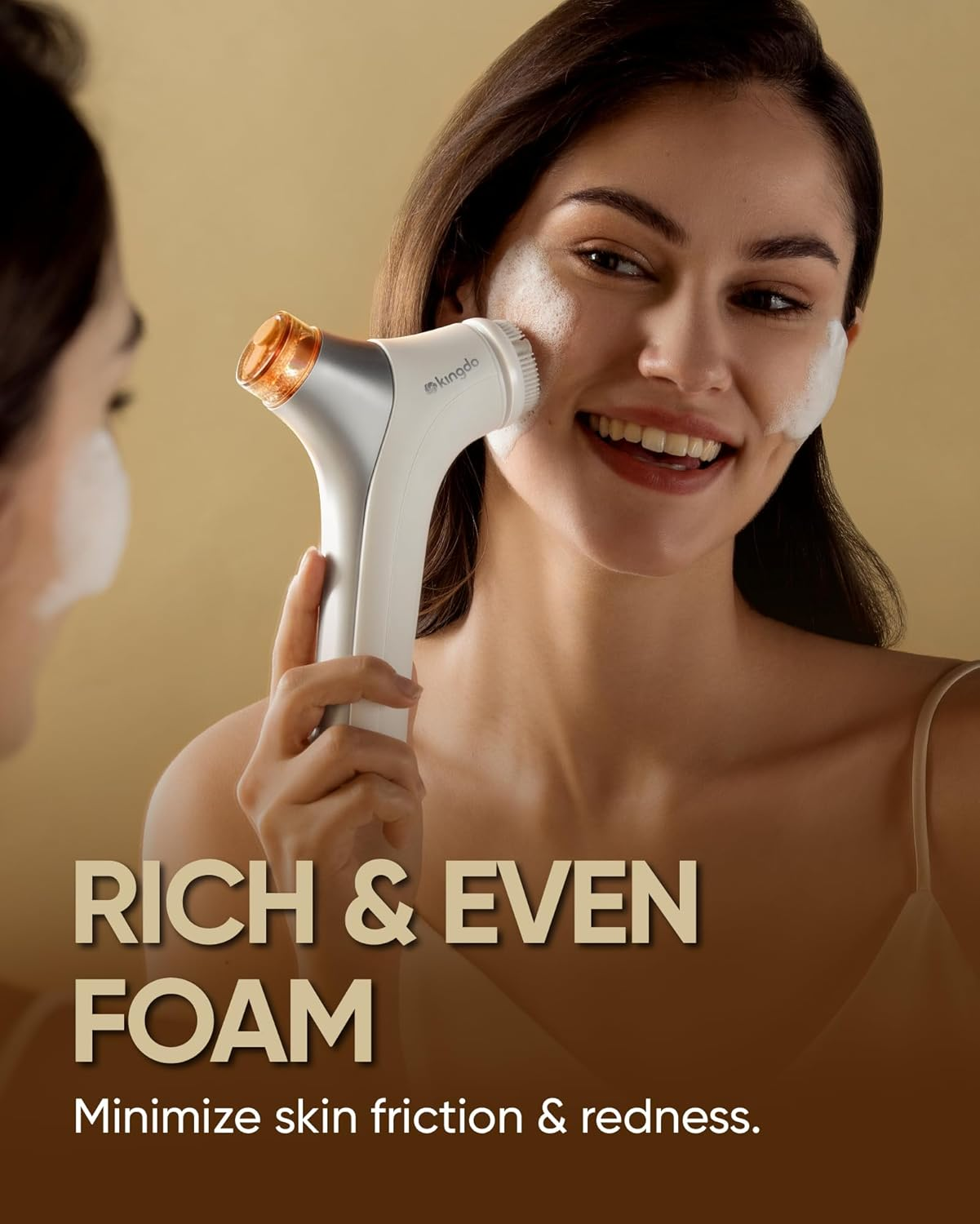 Kingdo 2-In-1 Face Scrubber & Makeup Remover Device, Smart Automatic Foaming Facial Cleansing Brush Exfoliator with Face Cleanser for Deep Cleansing & Exfoliating & Removing Makeup Skin Care image number 5