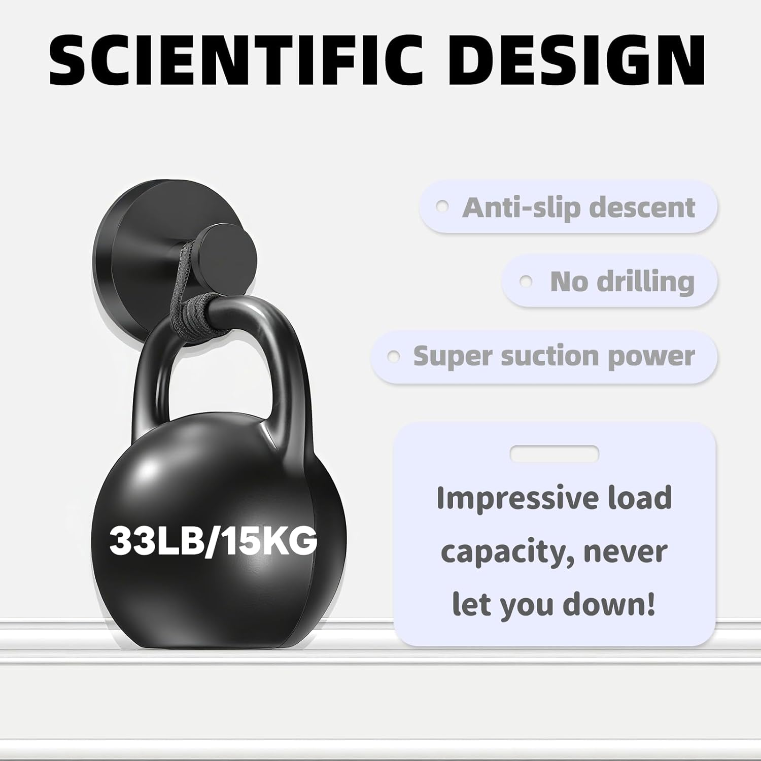 Suction Cup Hooks 4 Pcs Wall Hooks for Bathroom, Shower, Mirror, Towels, No-Drill, Waterproof and Rustproof (Black) 11 image number 3