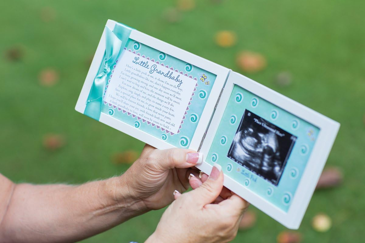 Little Grandbaby Ultrasound Picture Frame/Sonogram Frame, Pregnancy Announcement for Grandparents/New Baby Announcement/Baby Shower Keepsake - Green Art image number 2