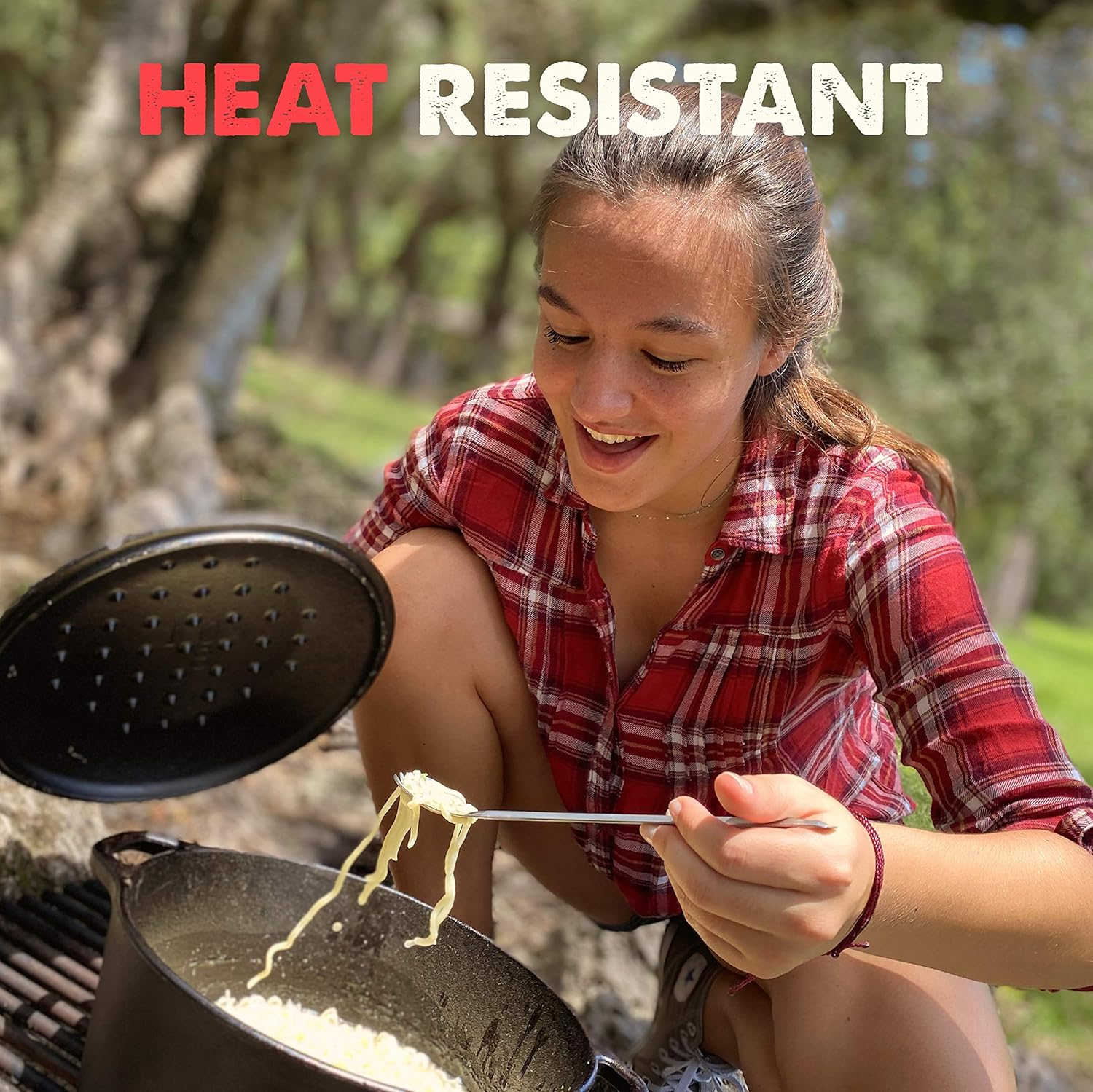 Tapirus - Long Spork and Long Spoon Set - 9.4-Inch Long Deep Reach Stainless Steel Eating Utensils for MRE Bag - Keep Hands Clean and Away from Heat - Carry Bag Ideal for Hiking, Camping, Backpacking image number 2