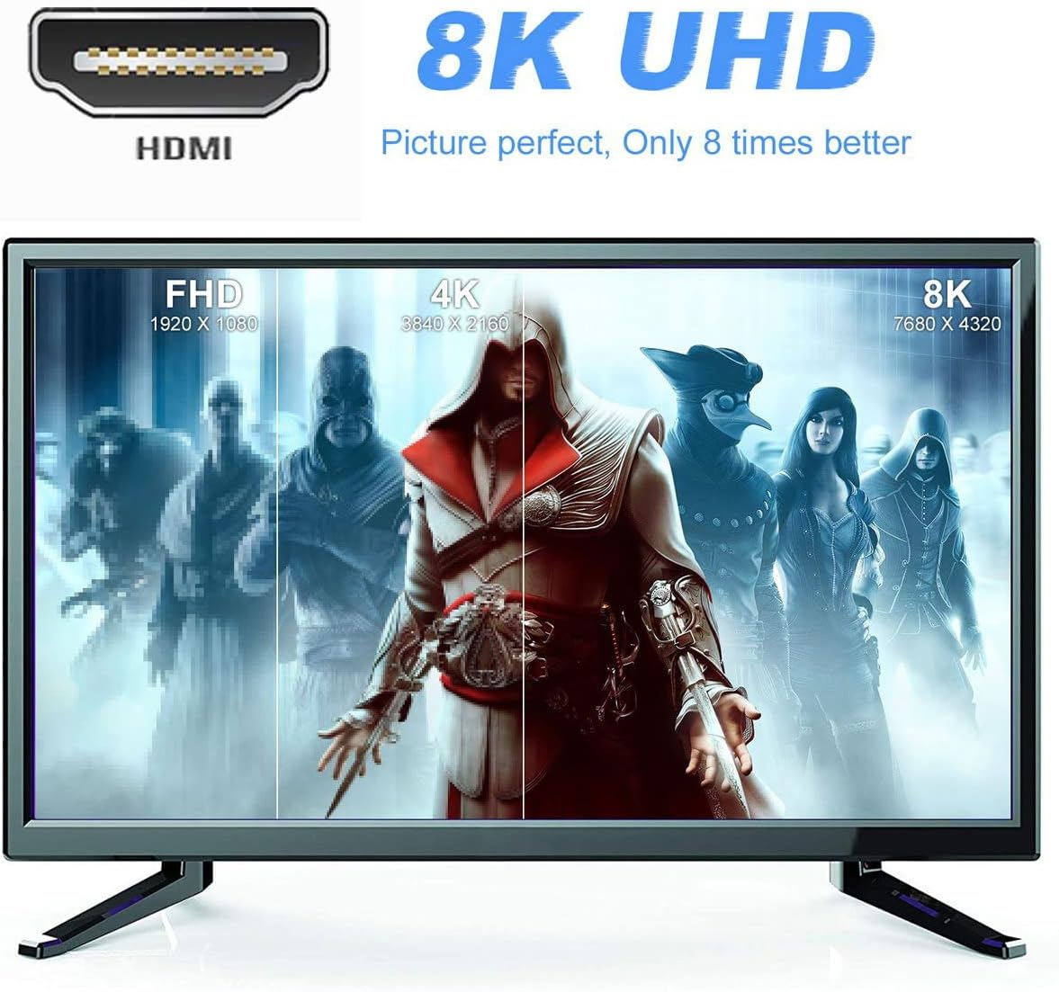 YC&deg; CY 8K Cable HDMI Male to HDMI 2.1 Female Vertical 90 Degree Left Angled Low Profile UHD Extension Adapter Support 8K 60Hz HDTV image number 4
