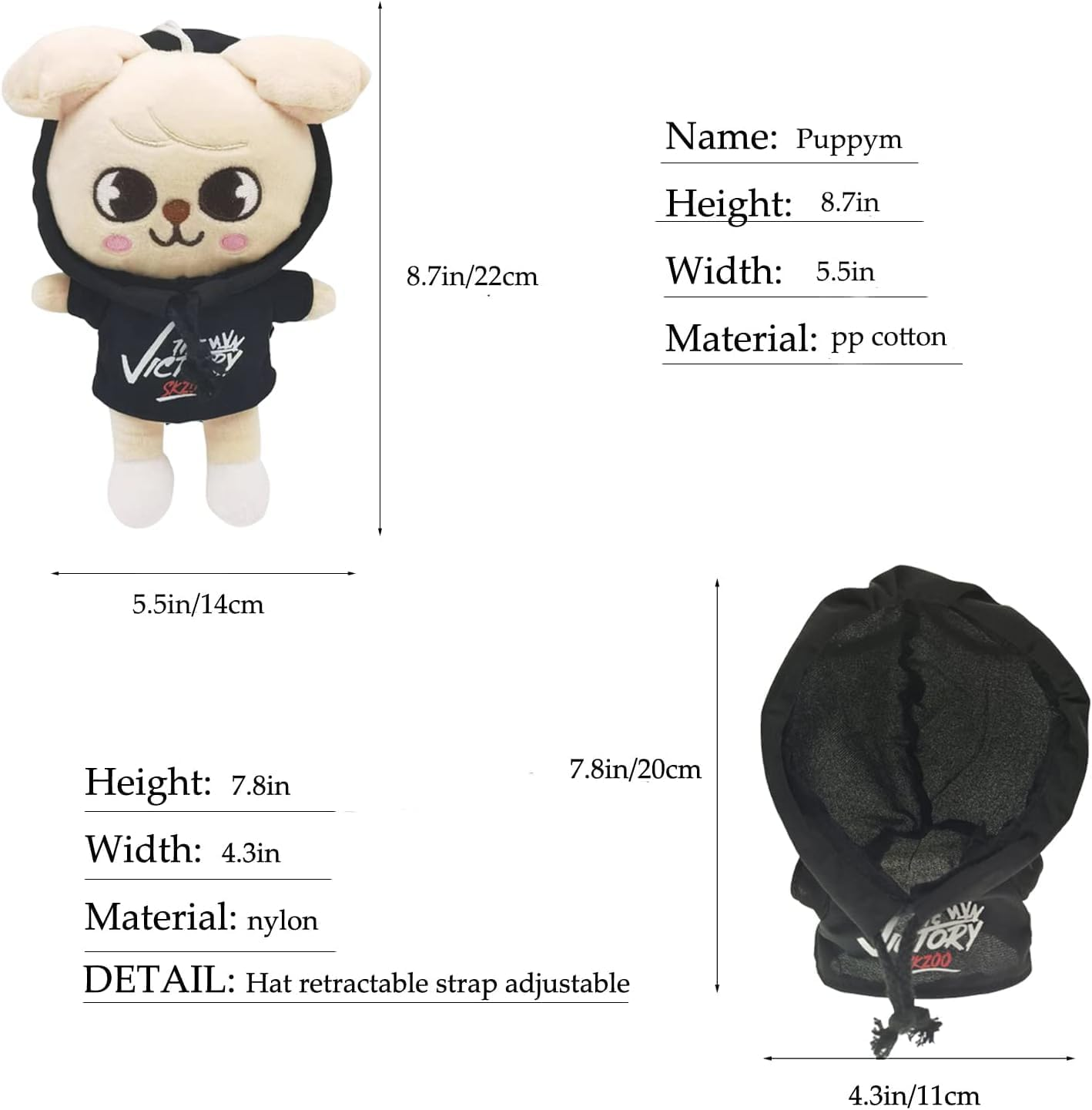 Cute Stray Kids Plush,9.8In Kawaii Skzoo Plush Toys,Creative Soft Stuffed Cartoon Plush Toy Gift Toys for Kids Fans (Puppym)
