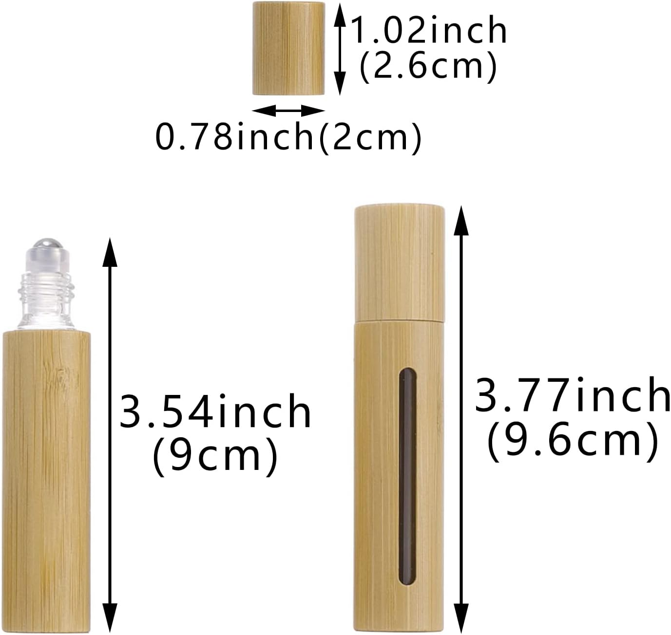 Thinslimer 4 Pack 10Ml Bamboo Roller Bottles Portable Open Window Massage Essential Bottle Oil Roller Bottles with Stainless Steel Roller Ball for Perfumes Essential Oil image number 5