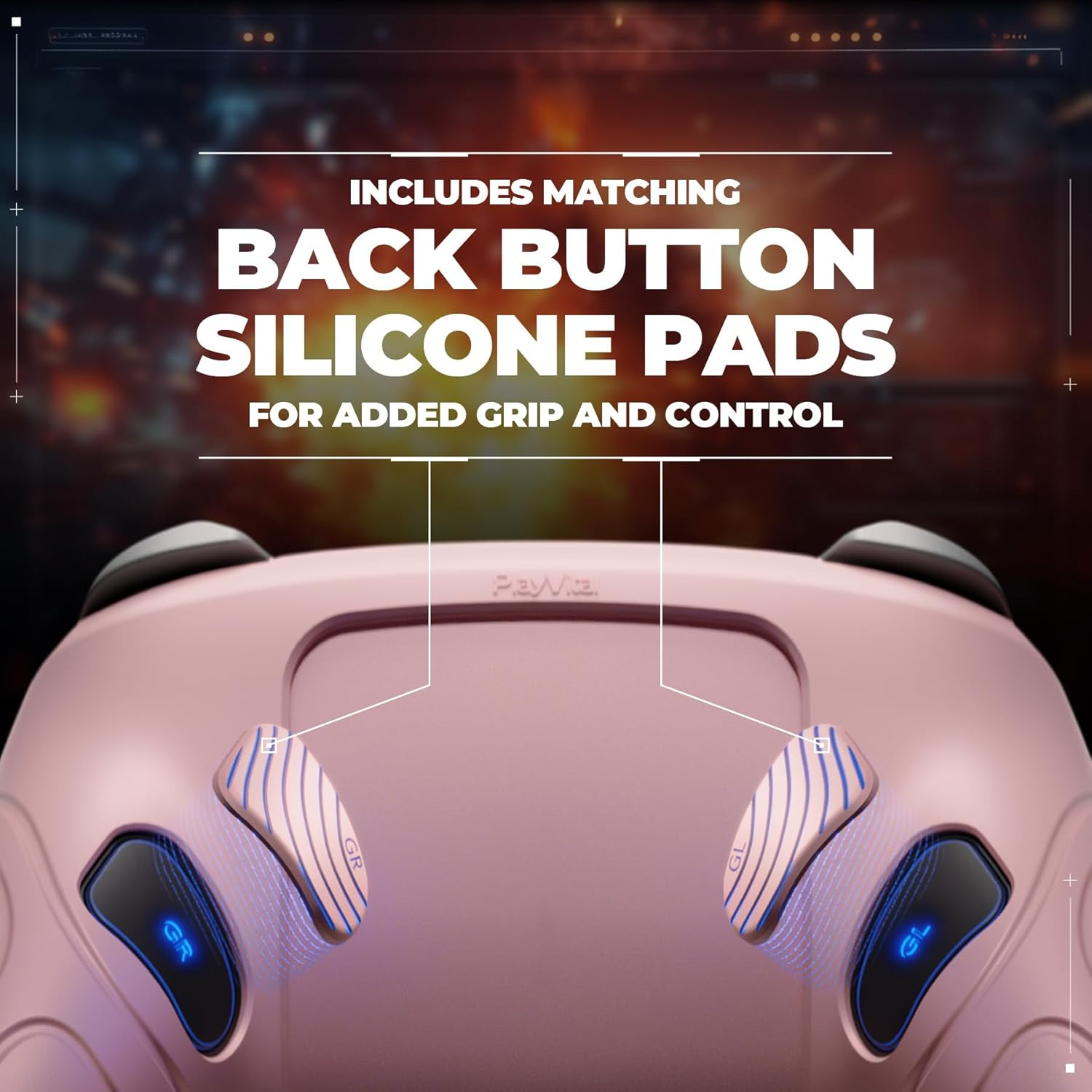 Playvital for Nintendo Switch 2 Pro Controller Silicone Cover &ndash; Samurai Edition Protective Skin Case for Switch 2 Pro Controller with Back Button Caps & Thumb Grips & Stickers - Cherry Blossoms Pink image number 2