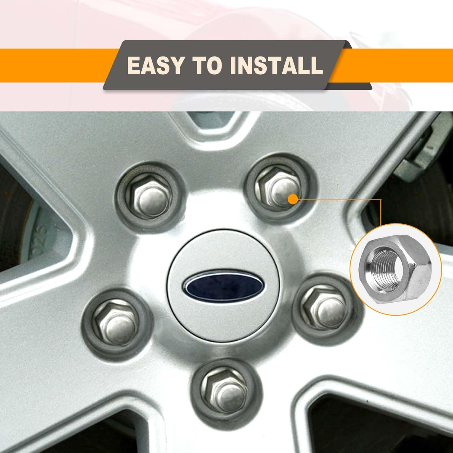 10 Pcs 1/2-20 Inch Silver Stainless Iron Trailer Open End Lug Nuts, 509 Tire Lugs Wheel Nuts, Open End Acorn Bulge Wheel Lug Nuts for Trailers image number 3