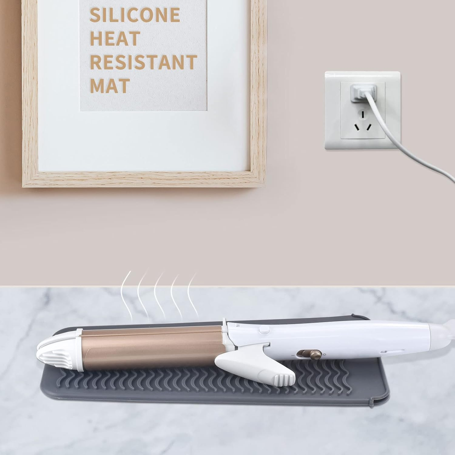 EIOKIT Silicone Heat Resistant Mat for Hair Iron, 11 X 5 Inch, Grey, 1 Pack image number 6