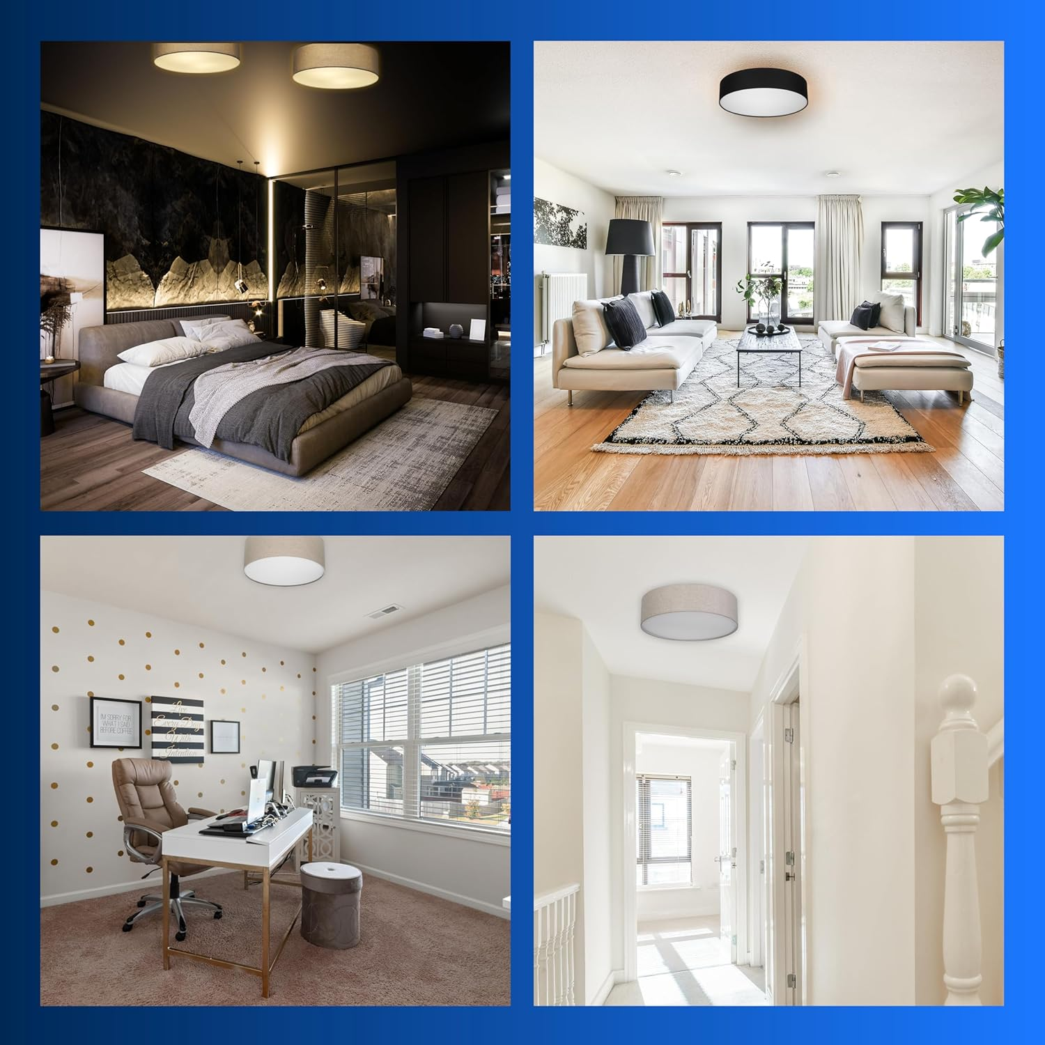 REV LED Ceiling Light, Ceiling Light for Bedroom, Living Room and Kitchen, round 30 Cm with Fabric Shade in Vintage Look, Taupe image number 2