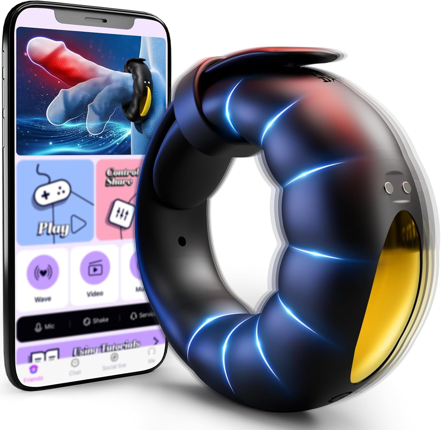 Vibrating Cock Ring Sex Toys - Powerful Penis Ring Vibrator with 10 Vibrations & Adjustable Buckle, App Control Male Sex Toy Cockring for Erections, Adult Sex Toys & Games for Men Women Couples image number 2