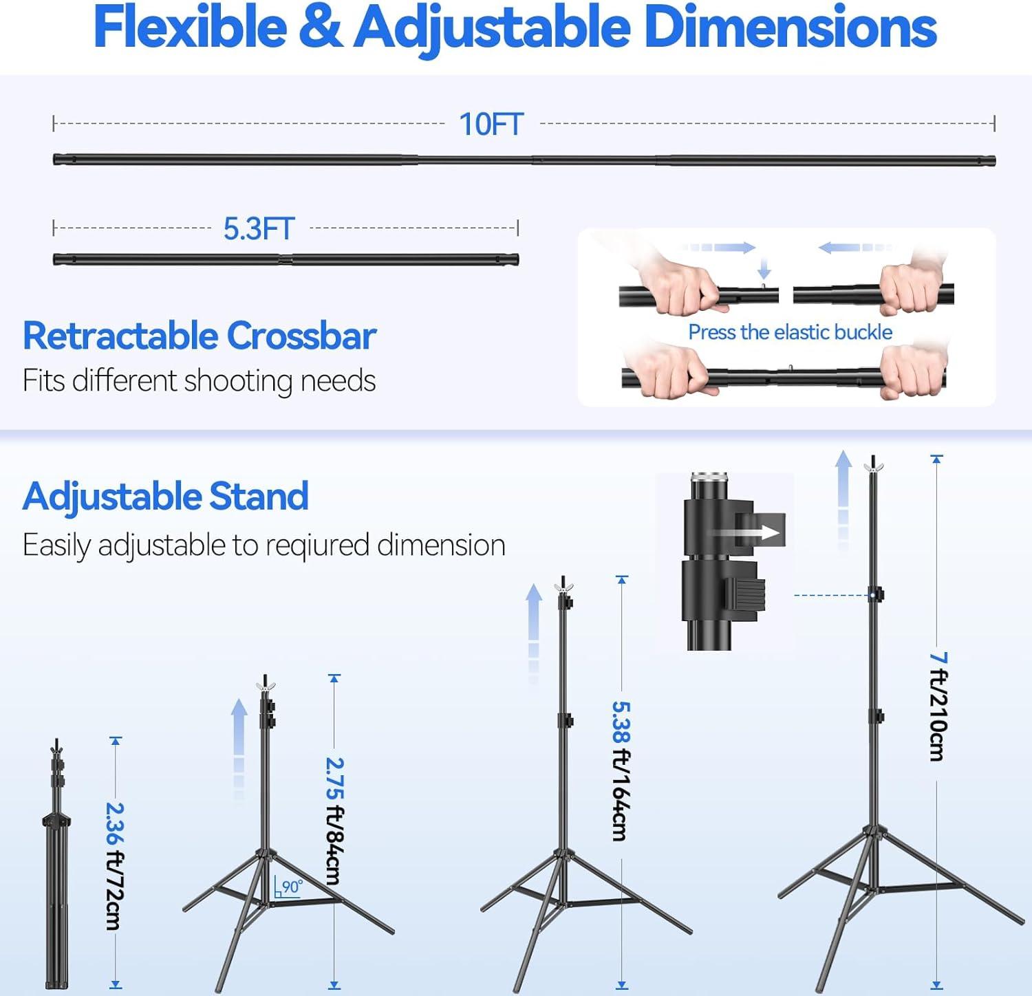 EMART Green Screen Background with Stand, Adjustable 7X10Ft Backdrop Frame with 6X9Ft Greenscreen, Photography Support System Kit for Photo Video Studio, Portrait, Photoshoot, Parties, Wedding image number 6