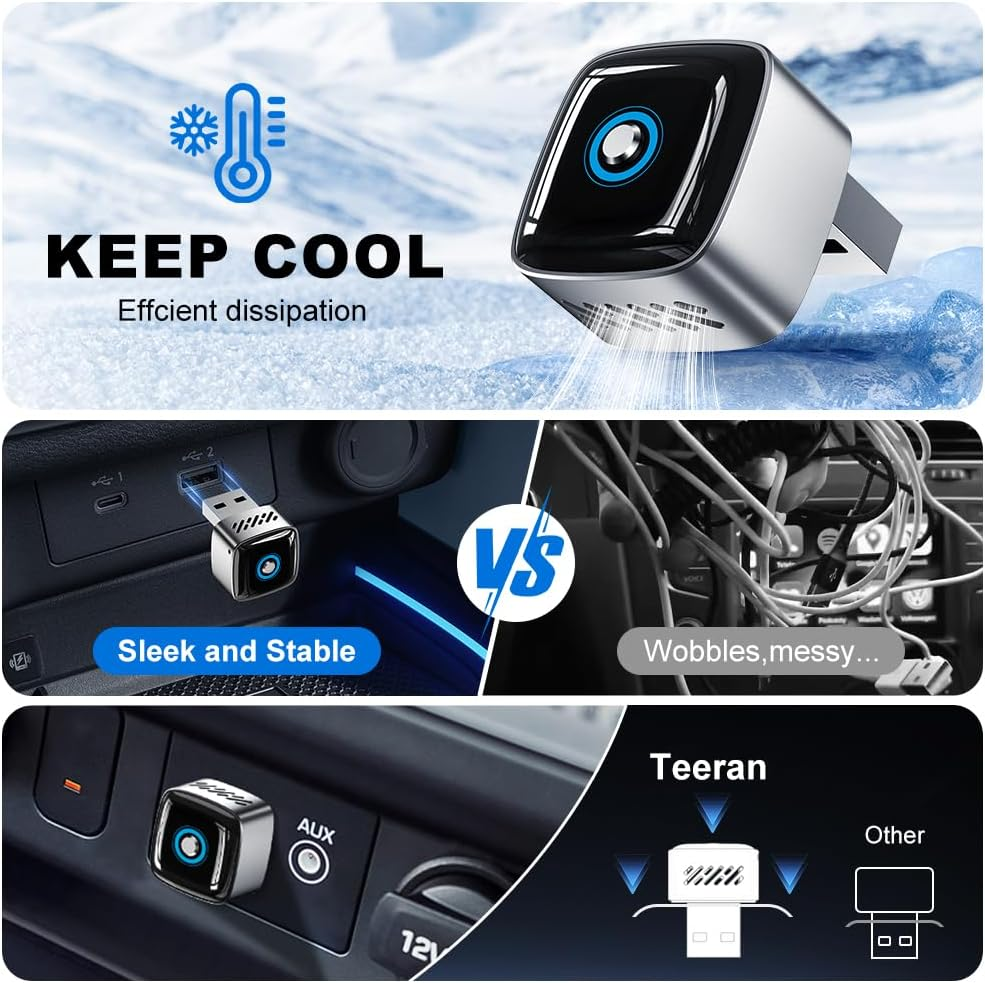 2026 Mini Wireless Carplay Adapter for Apple and Android, Support Two Devices Switch Effortlessly, Efficient Dissipation, 3-5S Fast Connect, No Delay, Compact Design Carplay for 2016+ Cars image number 3