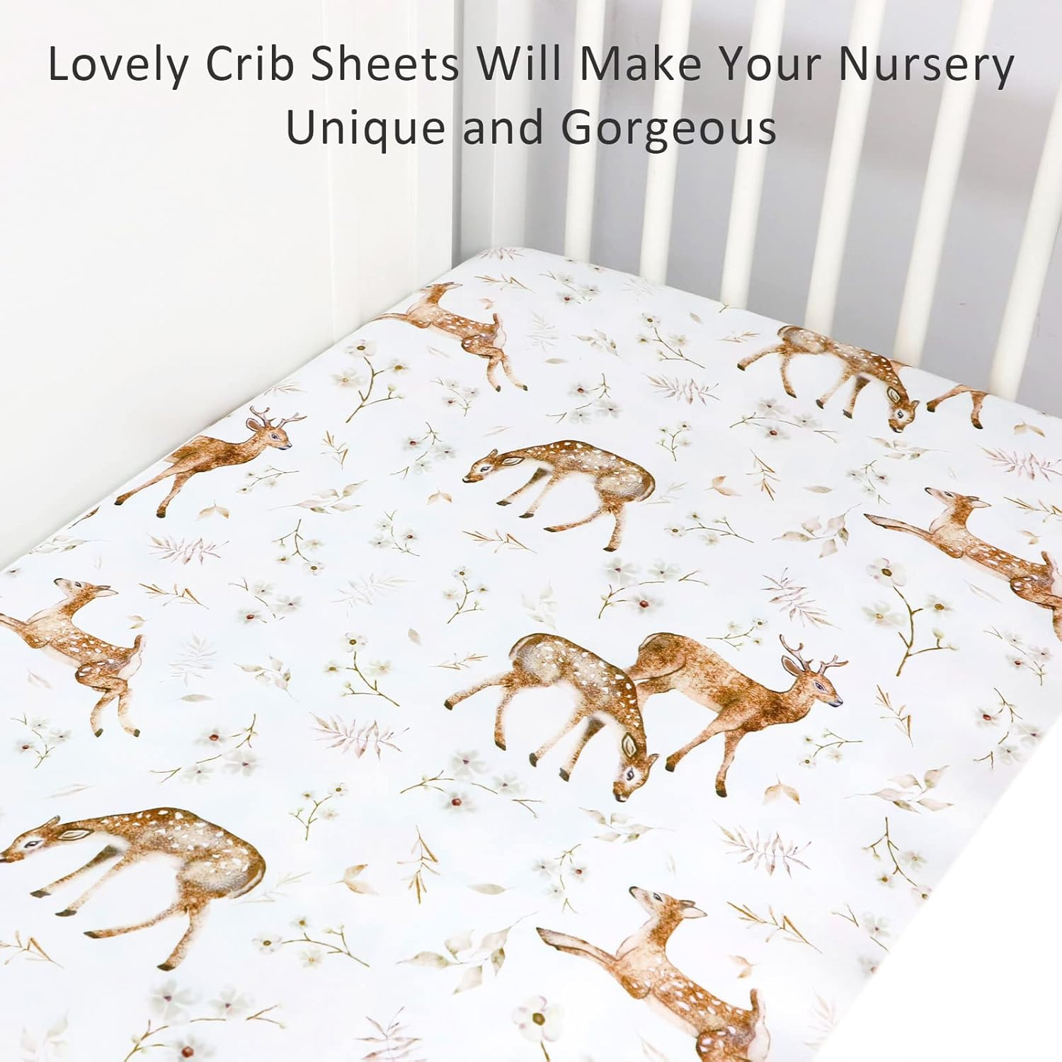 Fitted Crib Sheet 2 Pack, Crib Sheets 28"X 52" for Boys & Girls, Super Soft Breathable Toddler Bed Sheets for Standard Crib & Toddler Bed Mattress, Woodland Animal image number 2