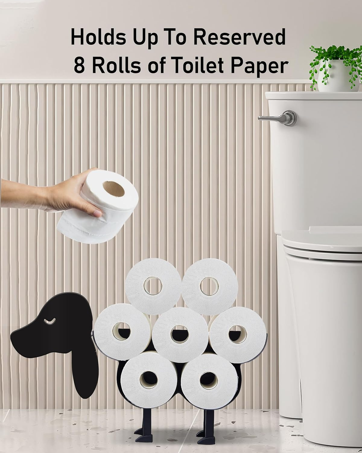 Wigag Dachshund Toilet Paper Holder for Extra 8 Rolls, Wall Mounted Decorative Toilet Paper Storage, Farmhouse Bathroom Accessories Storage Cabinet image number 4