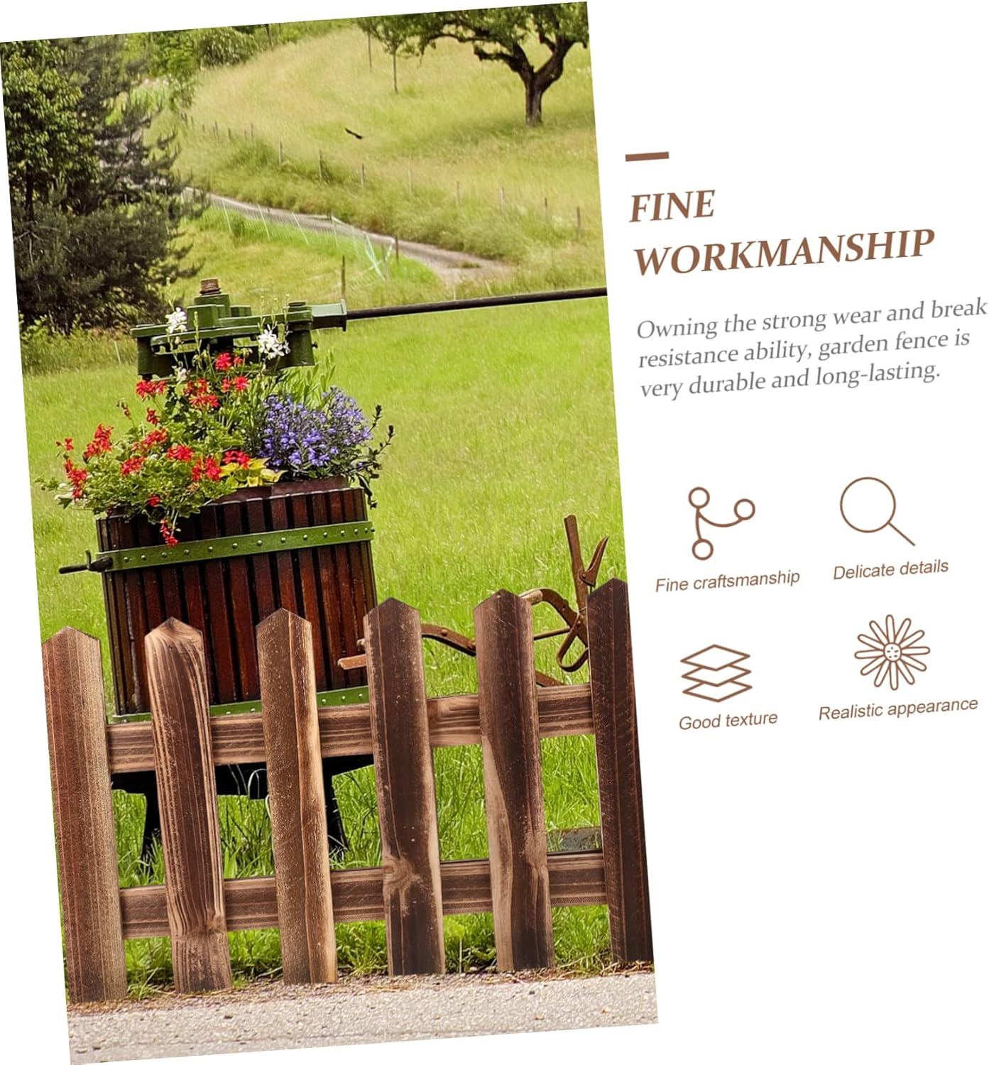 Fence Outdoor Garden Fencing Carbonized Material for Border Fence and Lawn Edging Decoration