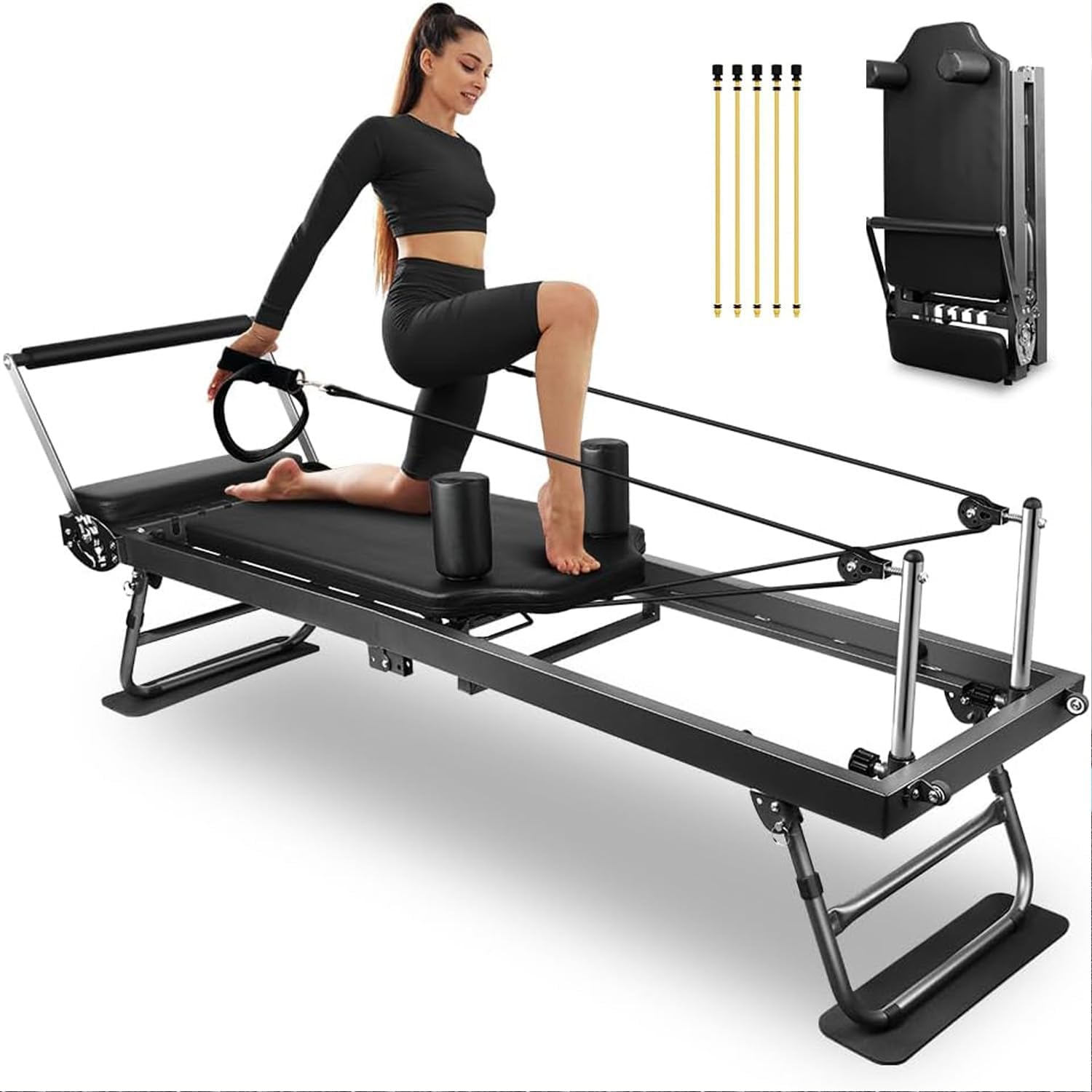 PTEROMYS Pilates Reformer, Foldable Reformer Pilates Machine & Equipment for Home Use and Gym Workout, Suitable for Advanced and Beginners Users, up to 400 Lbs Weight Capacity