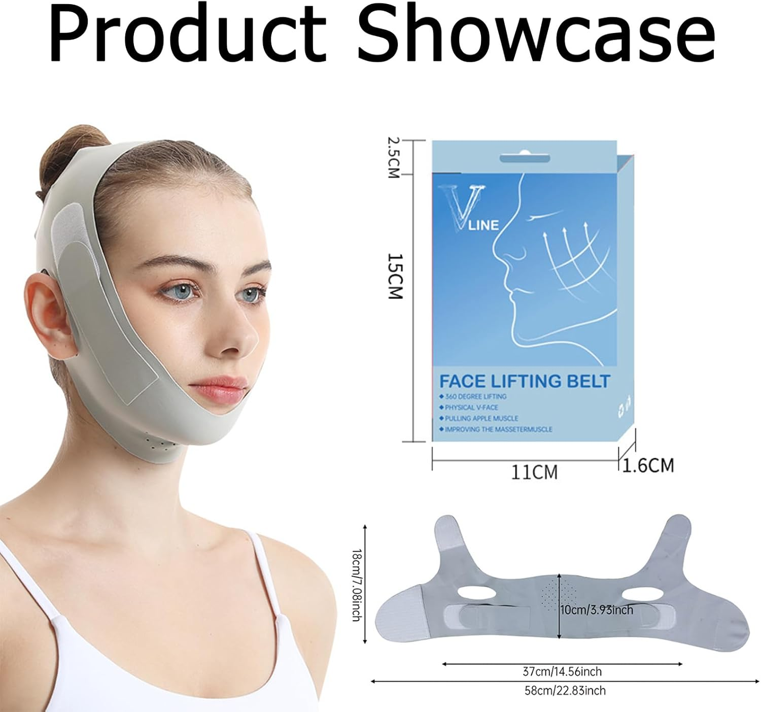 V Line Lifting Mask, Reusable Chin Strap for Sleeping，Face Lifting Strap, Face Toning Belts, Double Chin and Sagging Shape and Tighten Face, Jaw Exerciser (Green) image number 5