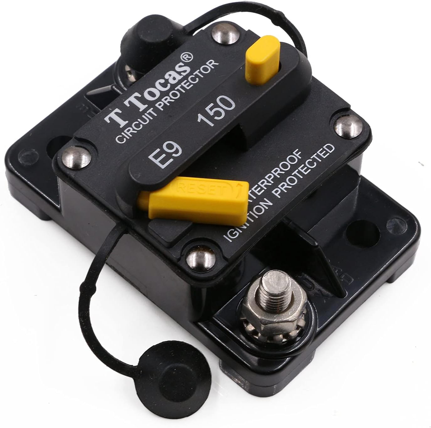 T Tocas 60 Amp Circuit Breaker with Manual Reset for Boat Trolling Motor Marine ATV Vehicles Stereo Audio Battery Solar System, 12V - 48V DC, Waterproof Switchable (60A)