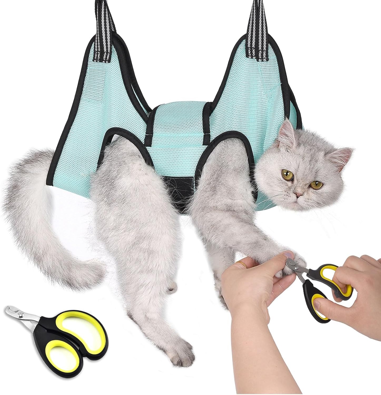 JDMYCYCQXF Cat Grooming Hammock Harness, Cat Holder for Grooming with Cat Nail Clippers/Trimmer,Nail File (Size:Xs) image number 1