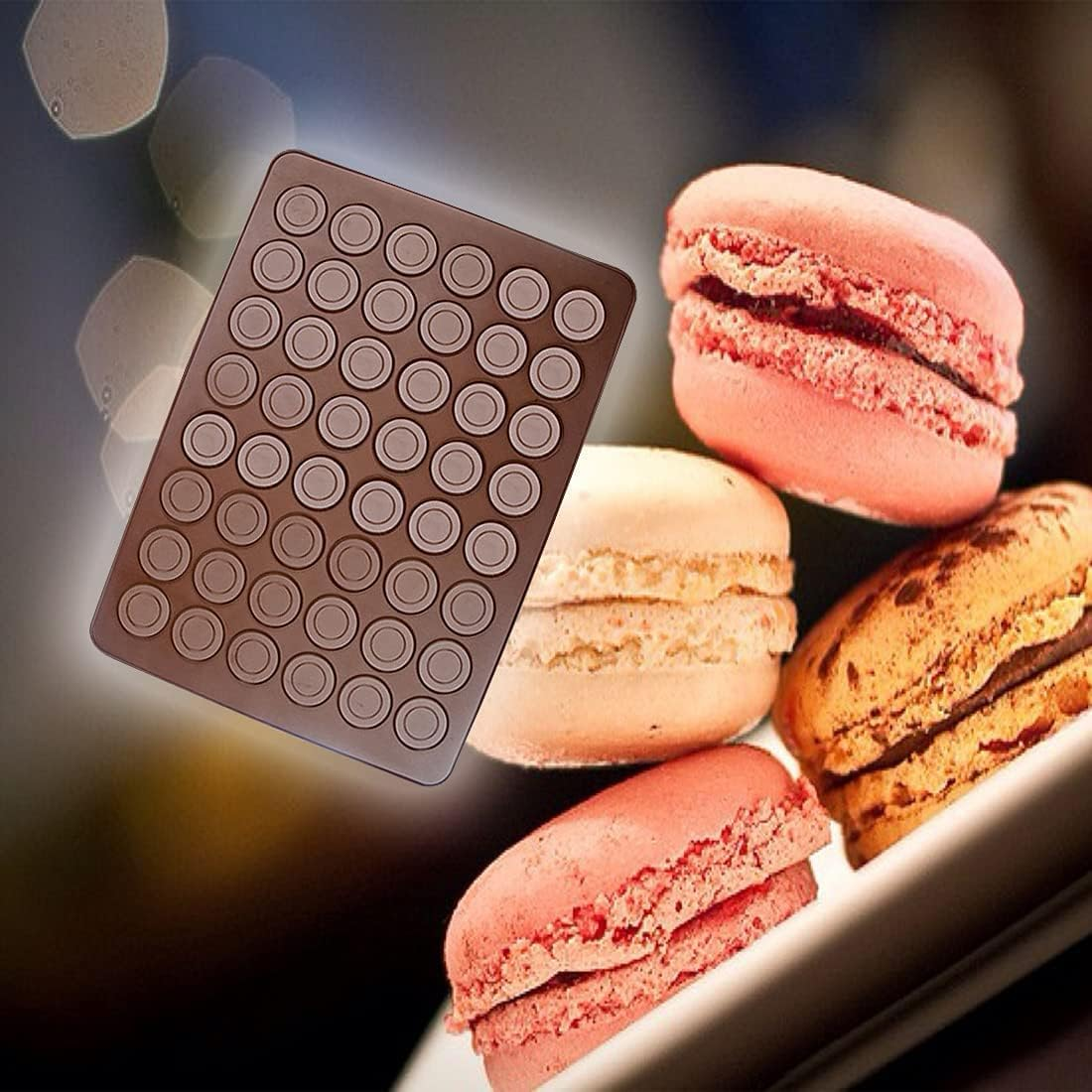 2 PCS 48 Capacity Macaron Silicone Baking Mat Baking Sheet Muffin DIY Chocolate Cookie Mould (2Pcs 48Capavity) image number 5