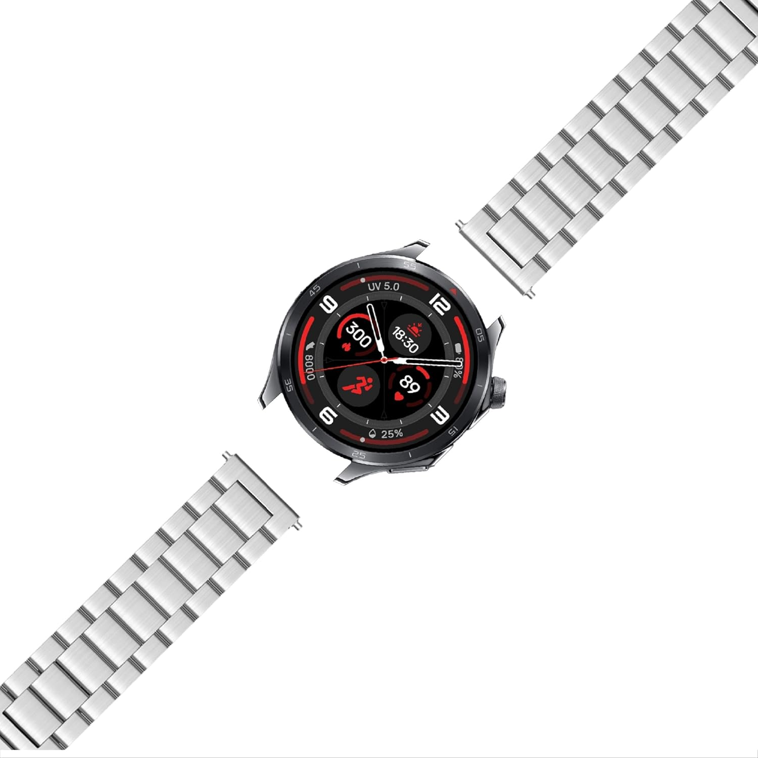 GIOPUEY Strap Compatible with Oneplus Watch 3, Stainless Steel Strap, Wear-Resistant, Stylish, Replacement Strap - Black image number 2