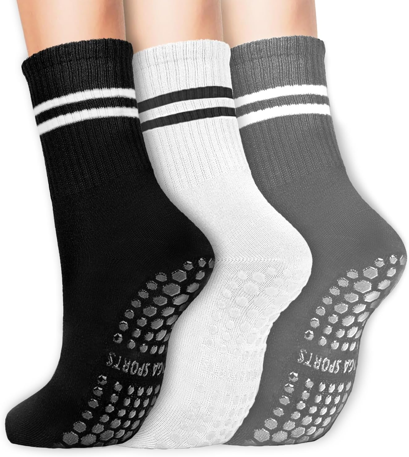 Viiotu Pilates Socks Women with Grips, Reformer Pilates Grip Socks, Non Slip Yoga Socks for Gym, Dance, Work Out