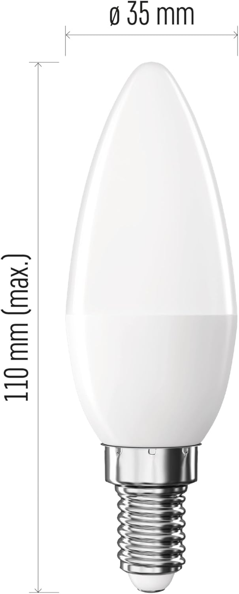 EMOS - LED Lamp Basic Candle - E14 Socket - Neutral White - 806 Lm - 8.8W (Replacement for 60W Incandescent Bulb) - Lifetime 20,000 Hours - Beam Angle 180&deg; - CRI Min. 80 image number 3