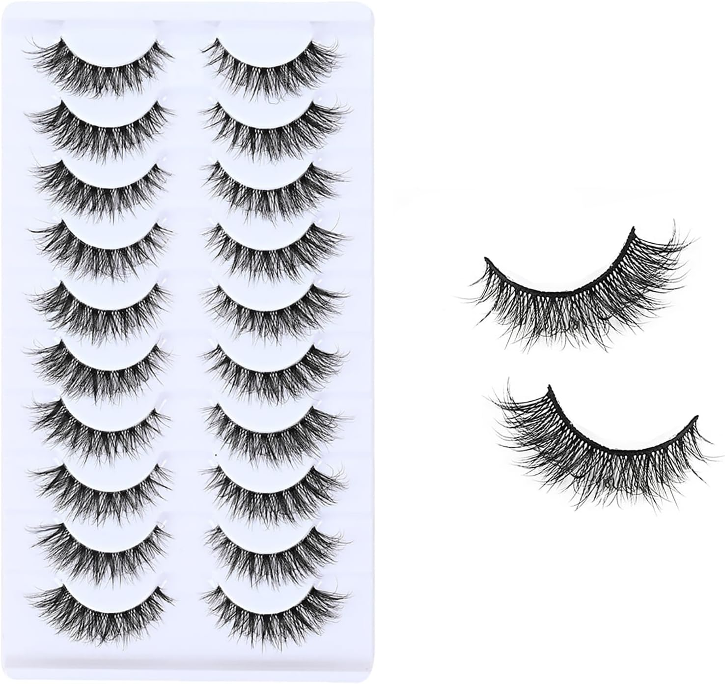 YPYMOD 10 Pairs of False Eyelashes, Natural Eyelashes, Wispy Lashes, Soft Fluffy Eyelashes, Cat Eye Lashes (H15) image number 3