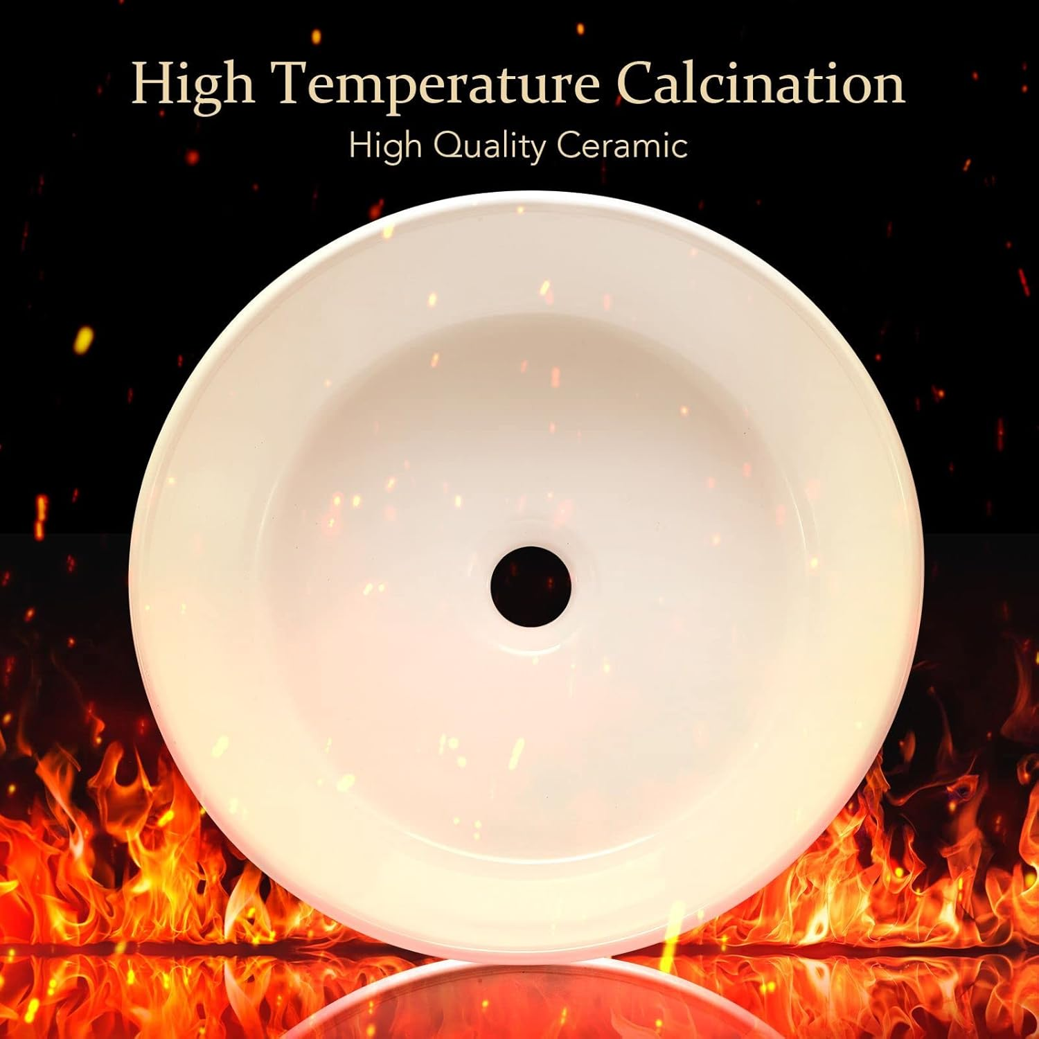 Luxsuite Bathroom Sink round Ceramic Basin Vessel Hand Wash Basin Vanity Washing Bowl above Counter Toilet Bath Countertop White image number 2