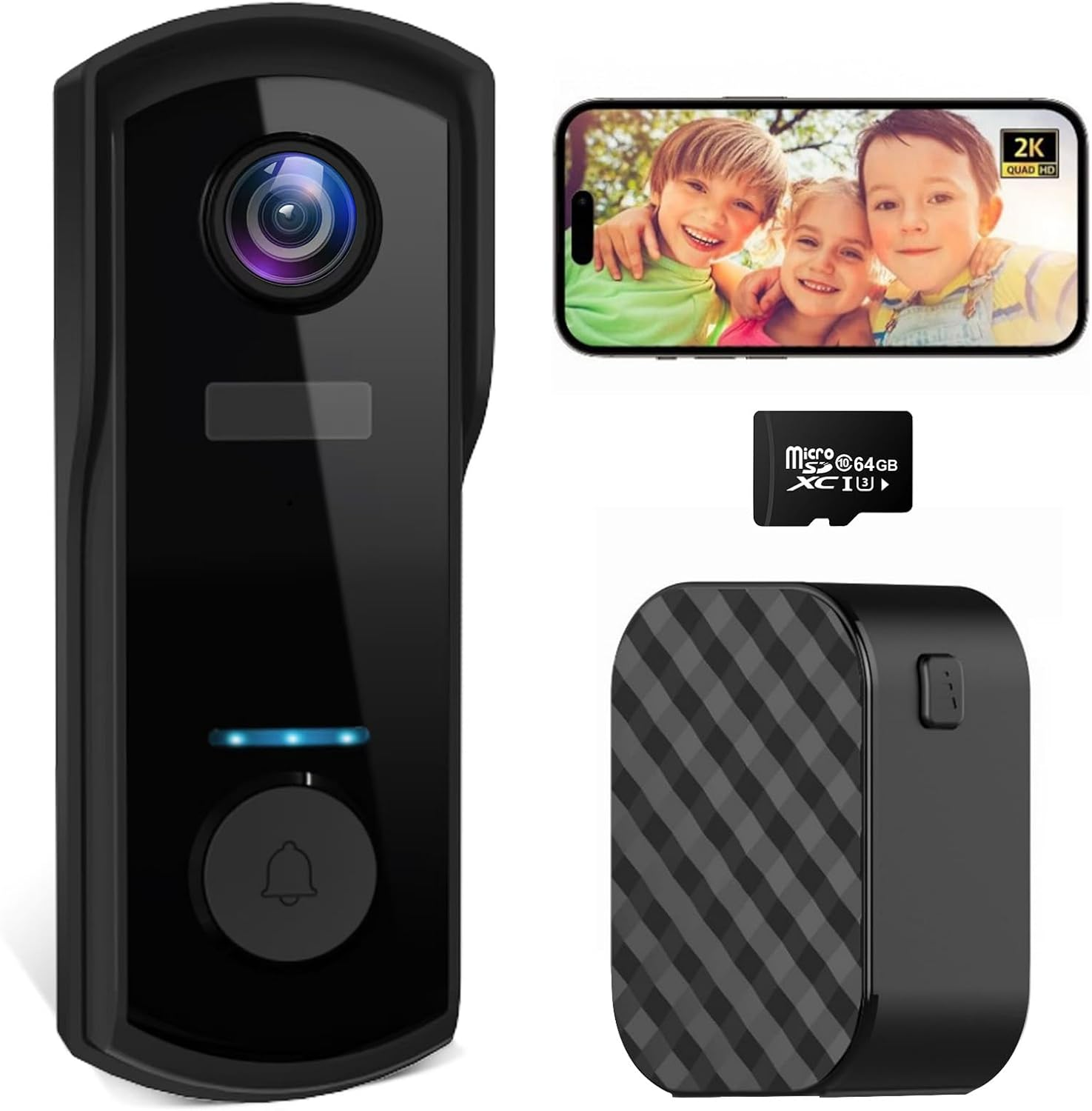 Oolong 2K Video Doorbell Camera Wireless Door Bell Battery Powered with 2.4GHZ Wifi,Ai&Pir Motion Detection,Two-Way Audio,Ip65 Waterproof,Night Vision,Surveillance,Cloud Storage,Free Give 64GB SD Card image number 4