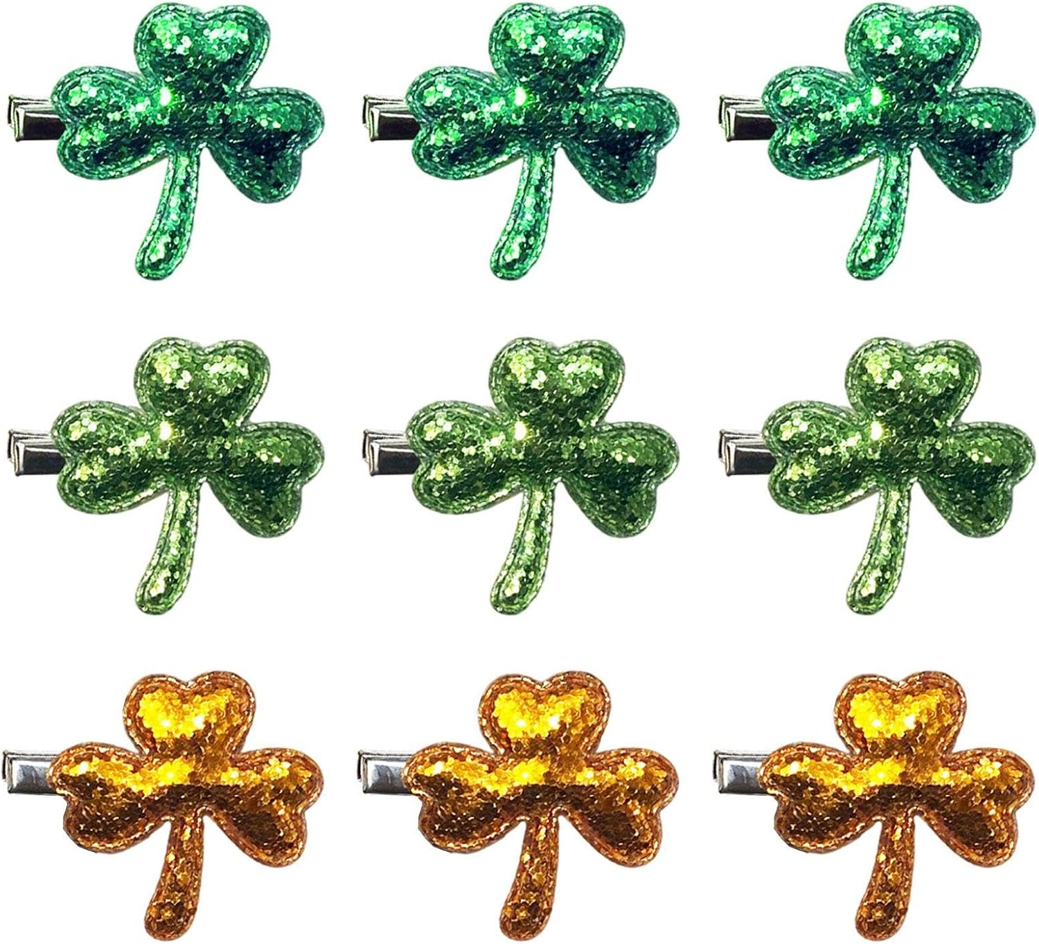 9 Pieces Clover Hair Pins, Shiny Hair Pins, Party Clothing Accessories, Hairstyle Decorations, Party Gifts.